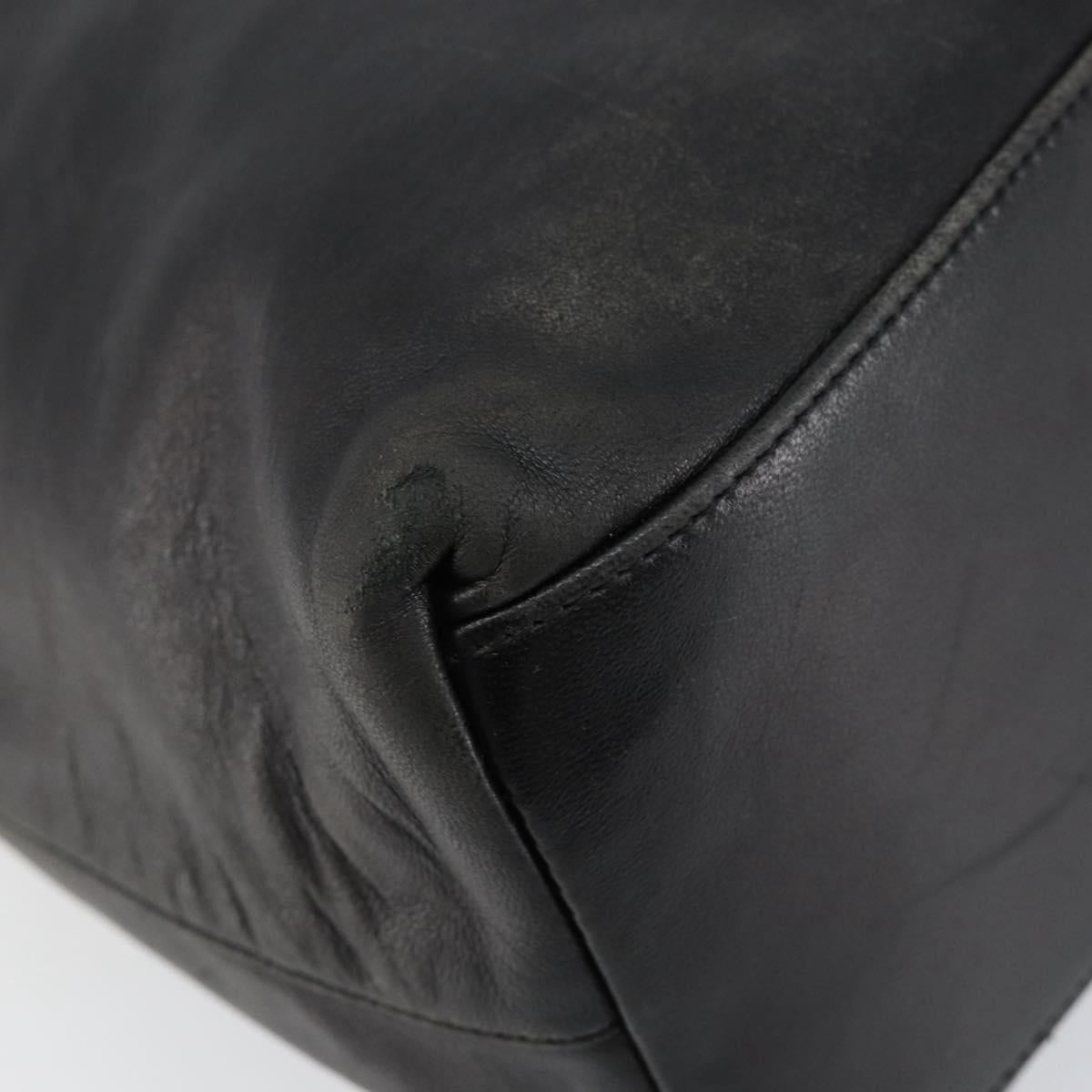 PRADA Shoulder Bag Leather Black Silver Auth 153221