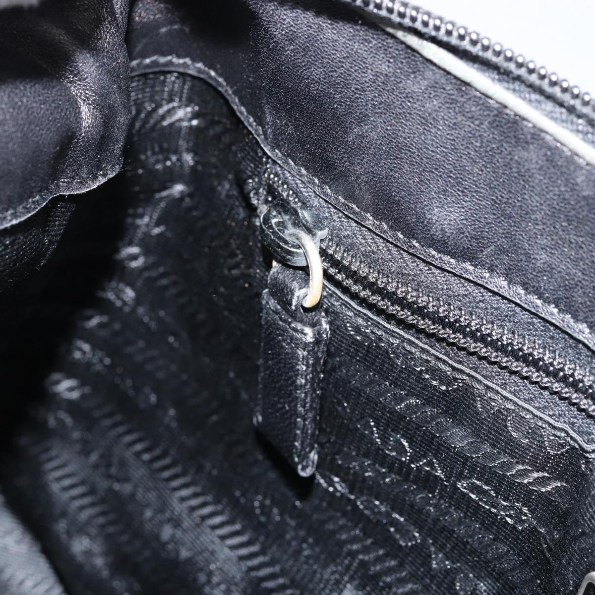 PRADA Shoulder Bag Leather Black Silver Auth 153221