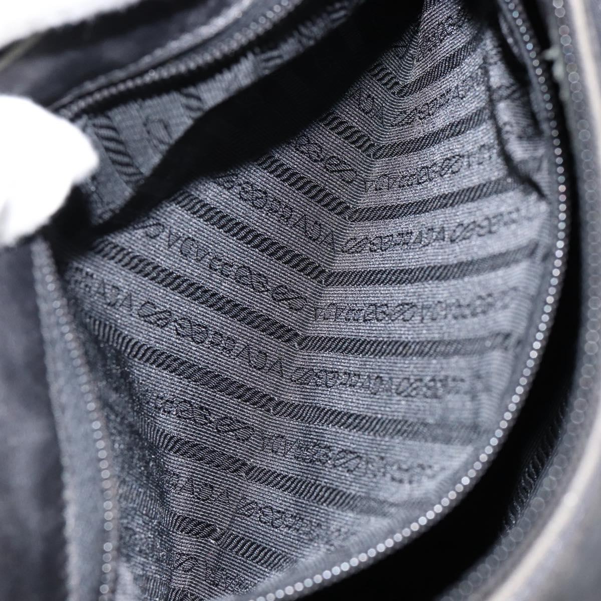 PRADA Shoulder Bag Leather Black Silver Auth 153221