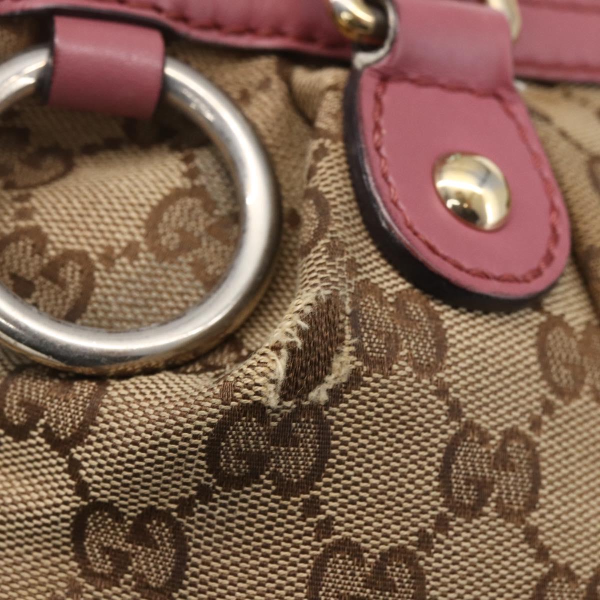 GUCCI GG Canvas Sukey Hand Bag Beige Gold 247902 Auth 153224
