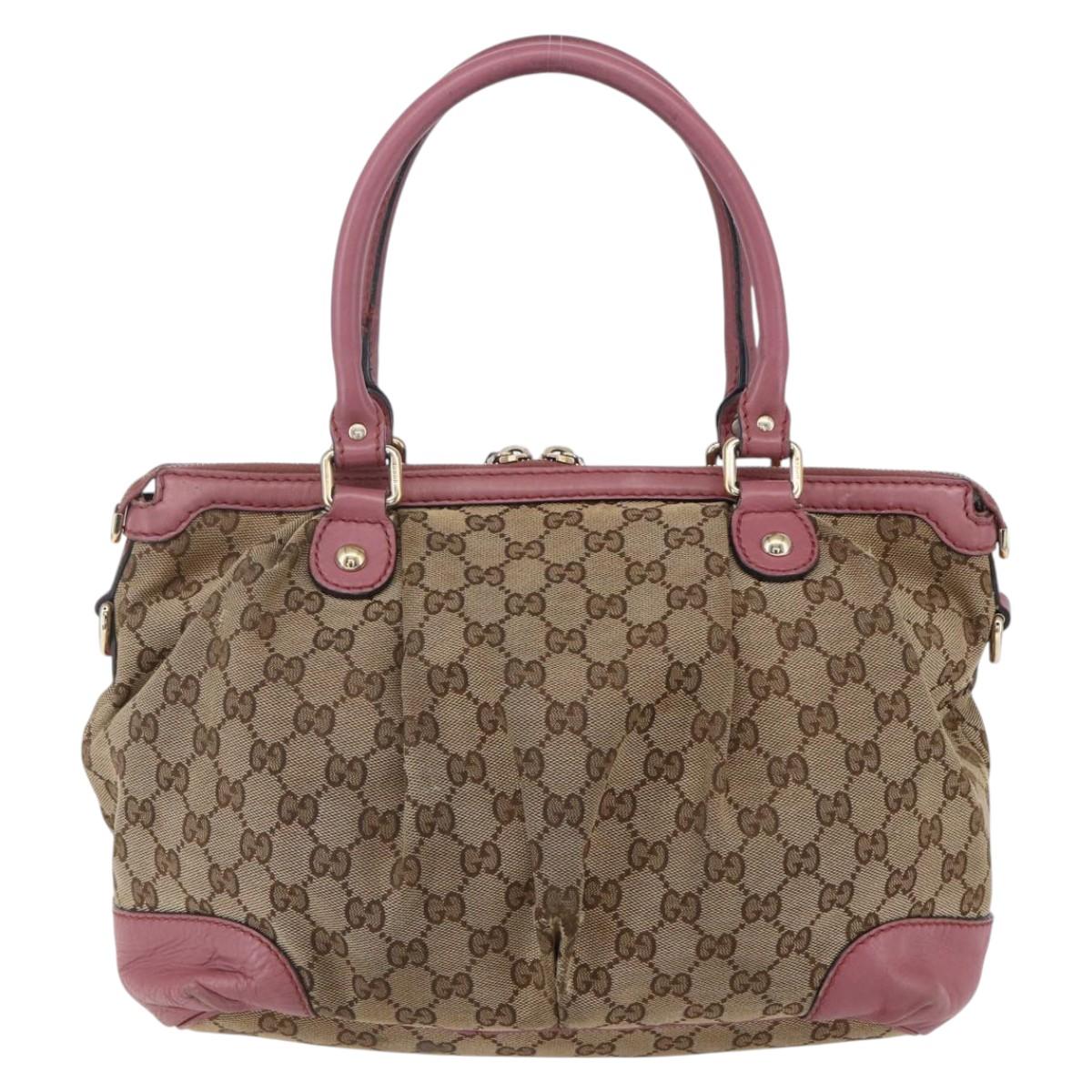GUCCI GG Canvas Sukey Hand Bag Beige Gold 247902 Auth 153224