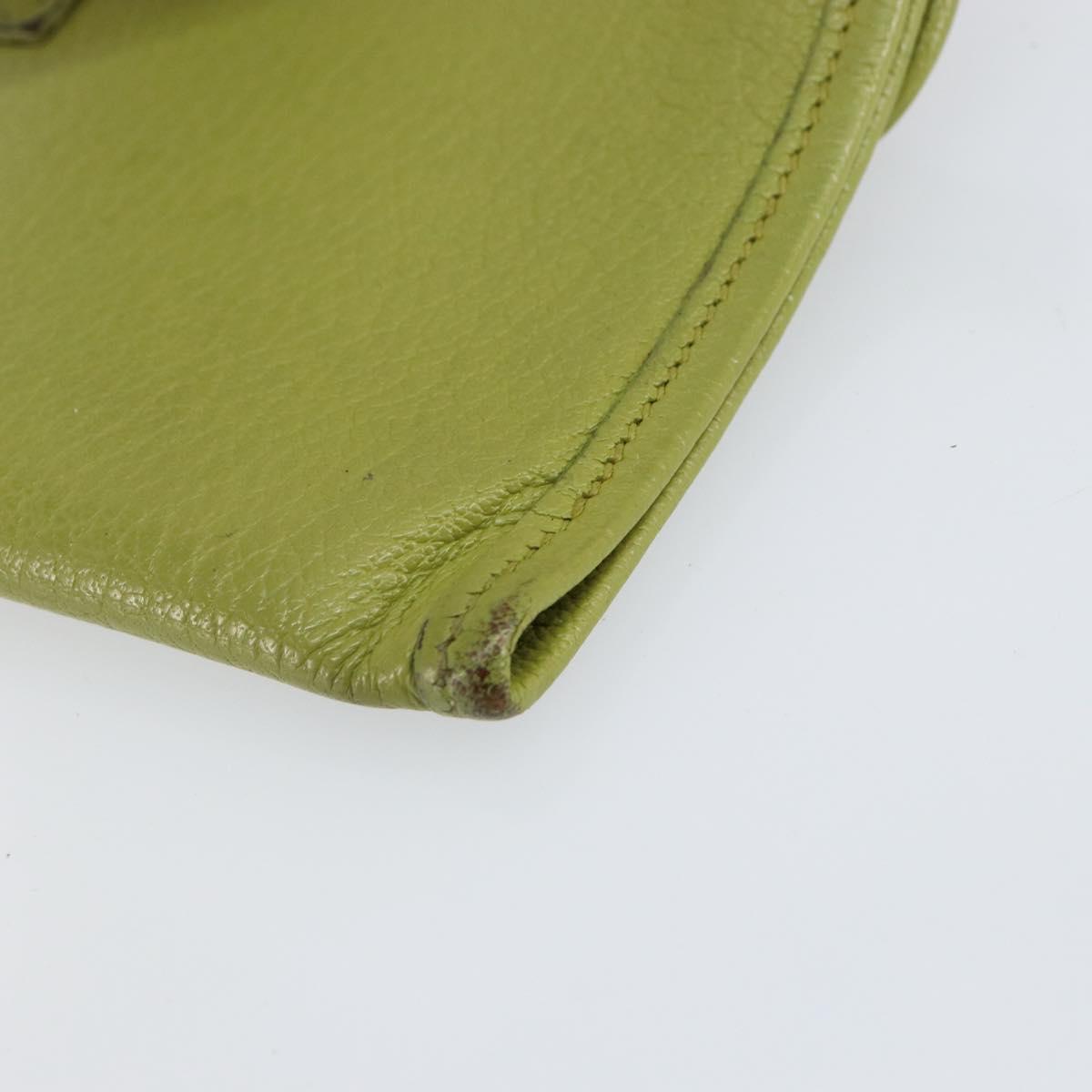 HERMES Jige Duo Clutch Bag Leather LIme Green Auth 153228