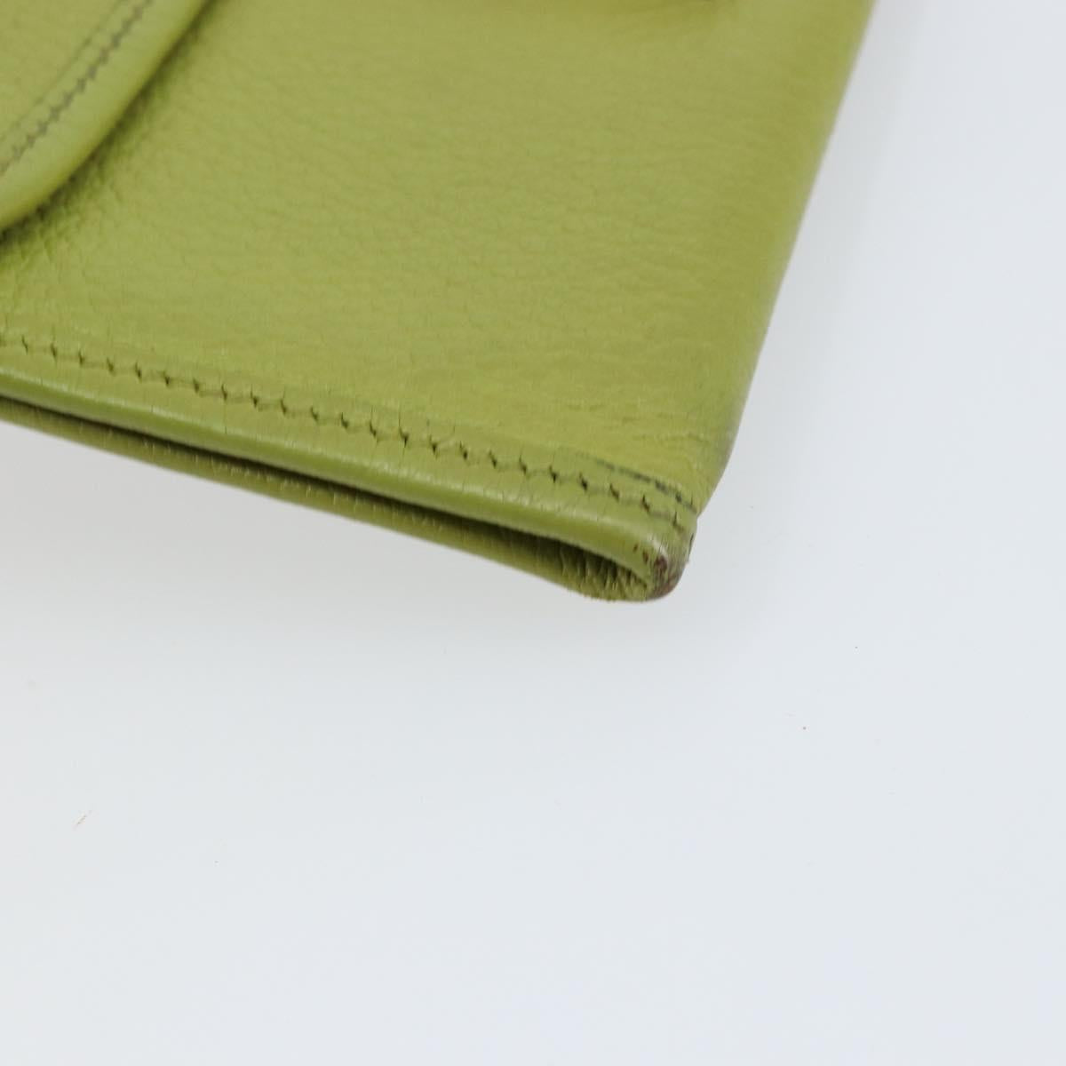HERMES Jige Duo Clutch Bag Leather LIme Green Auth 153228