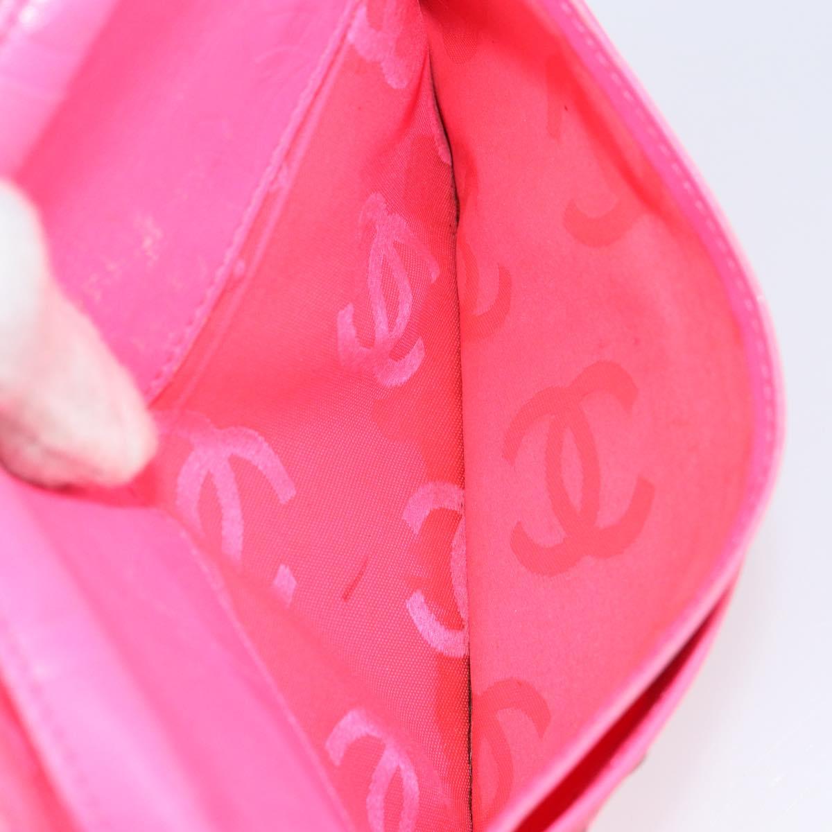 CHANEL Cambon Line Long Wallet Leather White CC Auth 153229