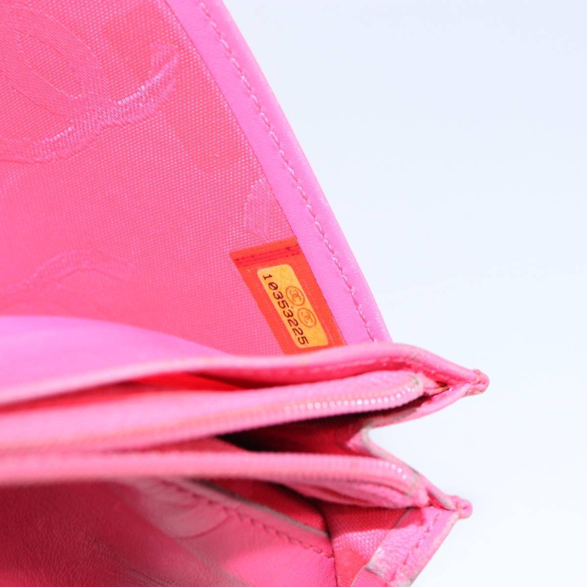 CHANEL Cambon Line Long Wallet Leather White CC Auth 153229