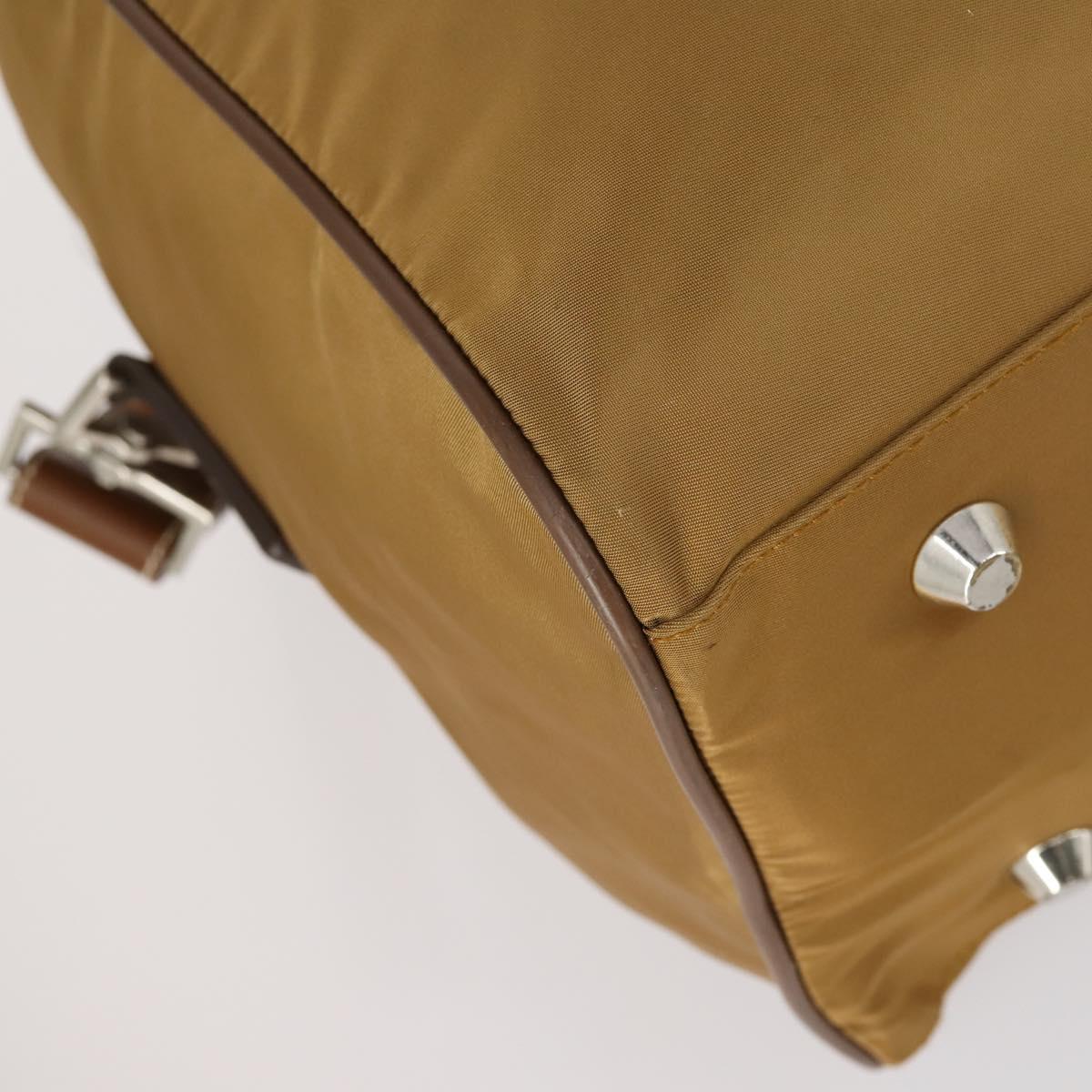PRADA Boston Bag Nylon 2way Brown Silver Auth 153235
