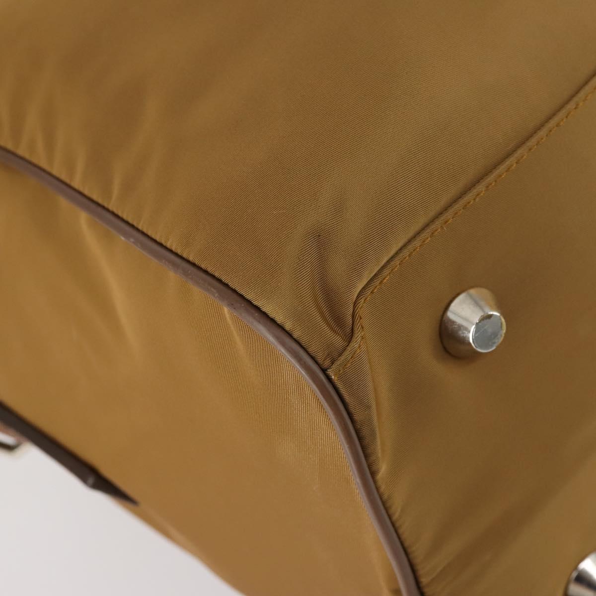 PRADA Boston Bag Nylon 2way Brown Silver Auth 153235