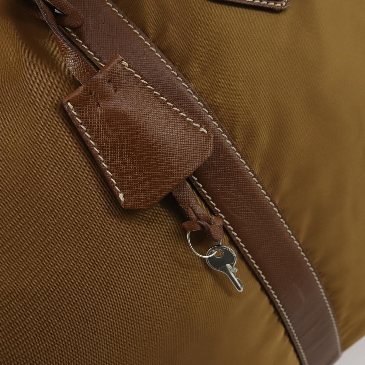 PRADA Boston Bag Nylon 2way Brown Silver Auth 153235