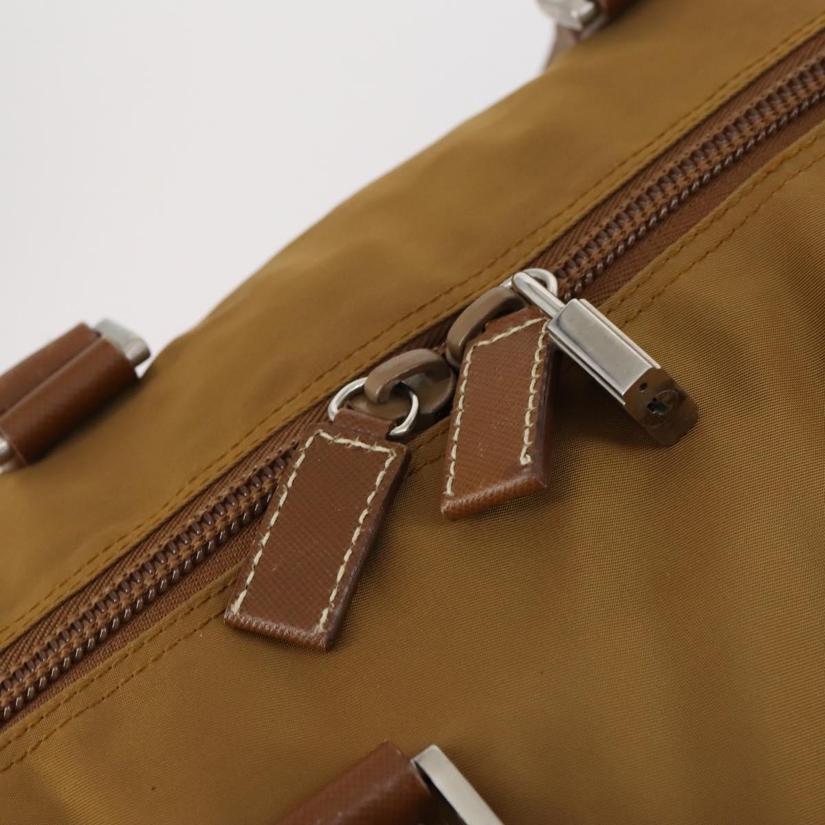 PRADA Boston Bag Nylon 2way Brown Silver Auth 153235