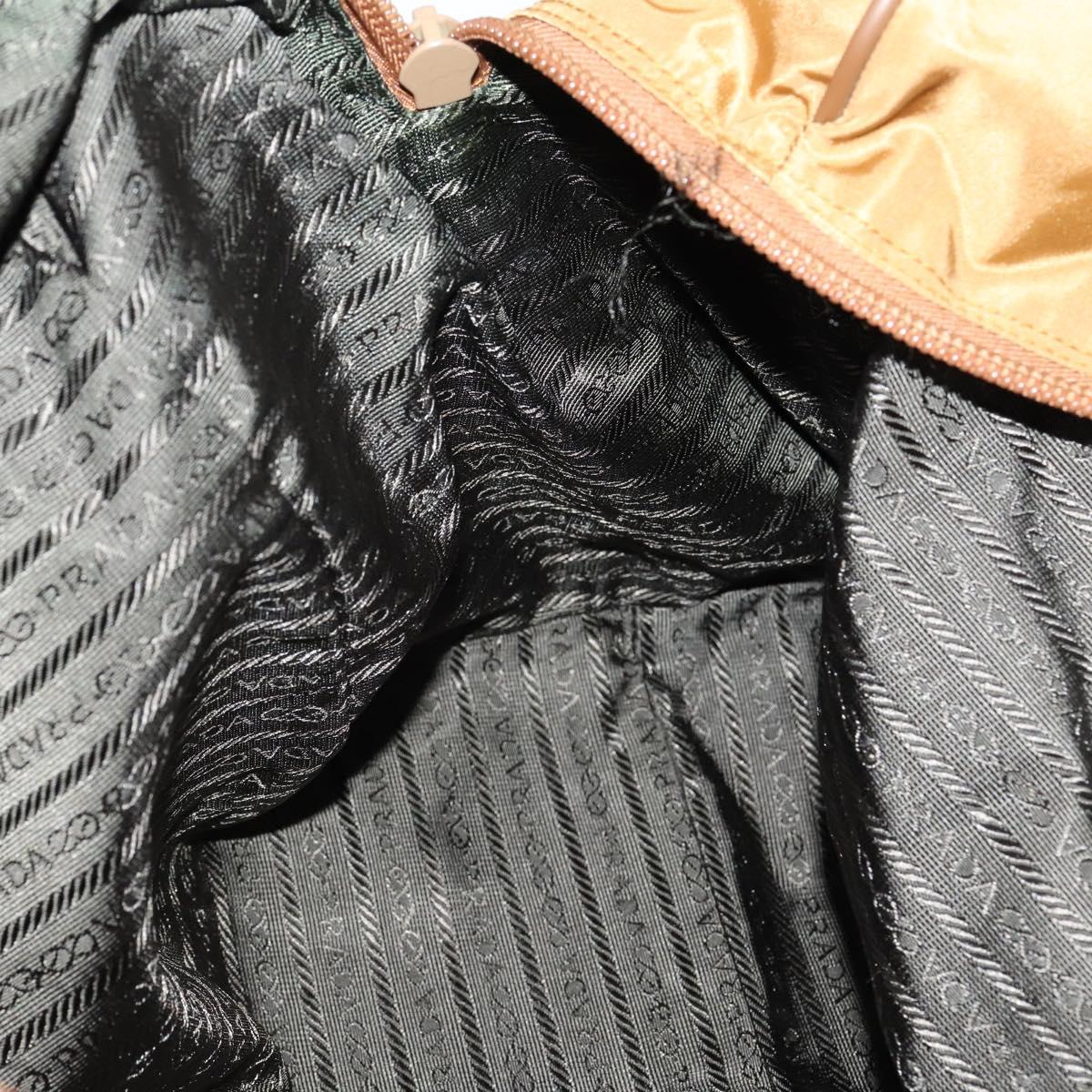 PRADA Boston Bag Nylon 2way Brown Silver Auth 153235