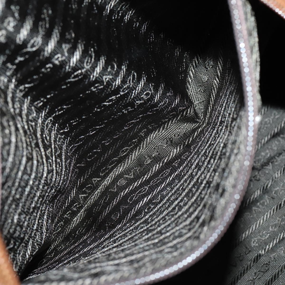 PRADA Boston Bag Nylon 2way Brown Silver Auth 153235