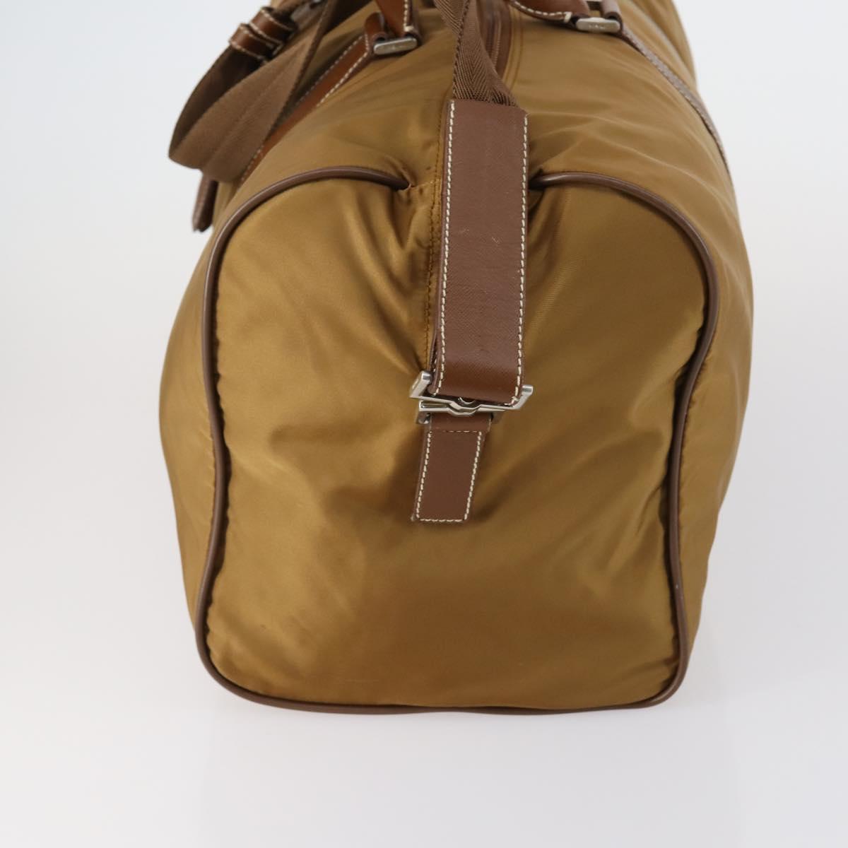 PRADA Boston Bag Nylon 2way Brown Silver Auth 153235