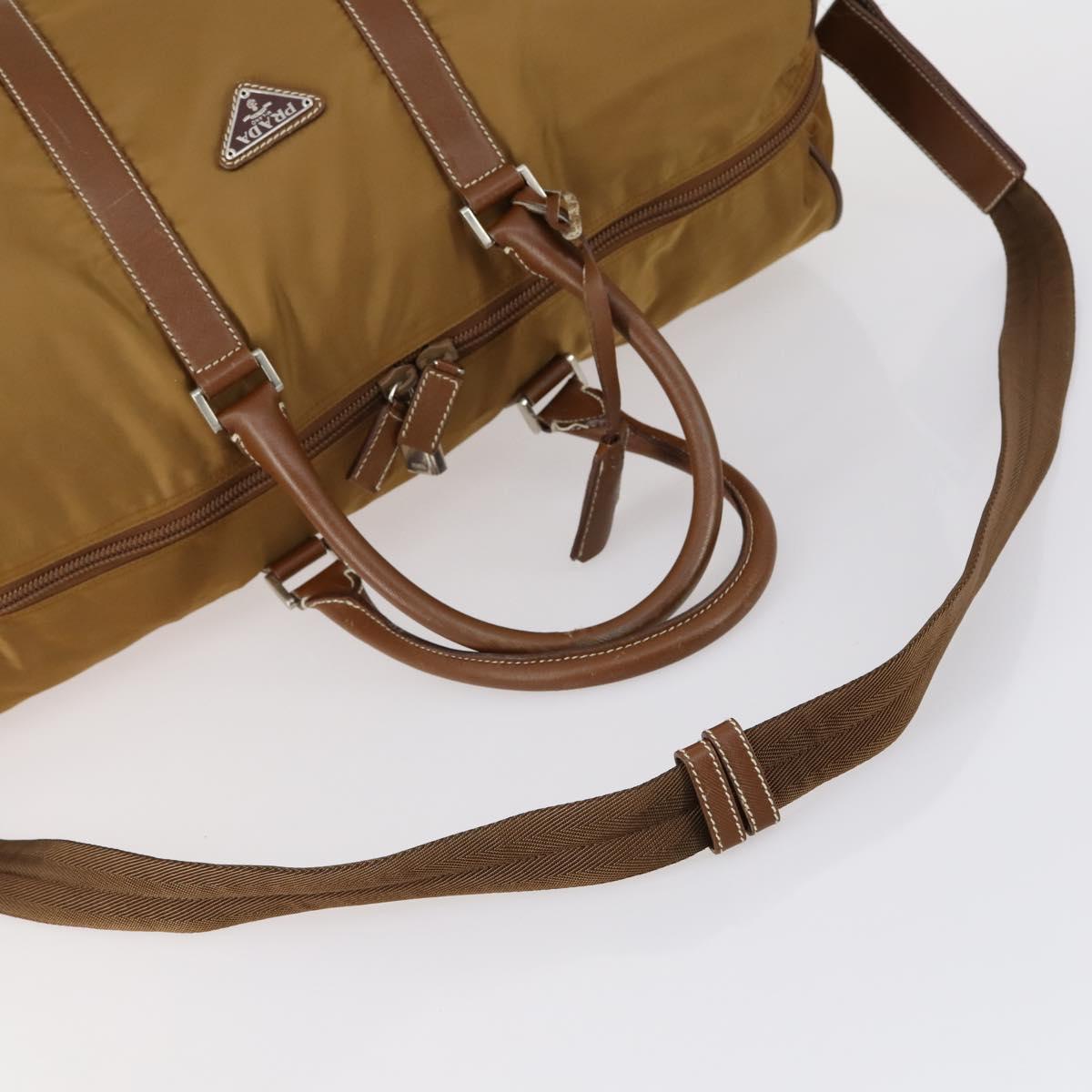 PRADA Boston Bag Nylon 2way Brown Silver Auth 153235