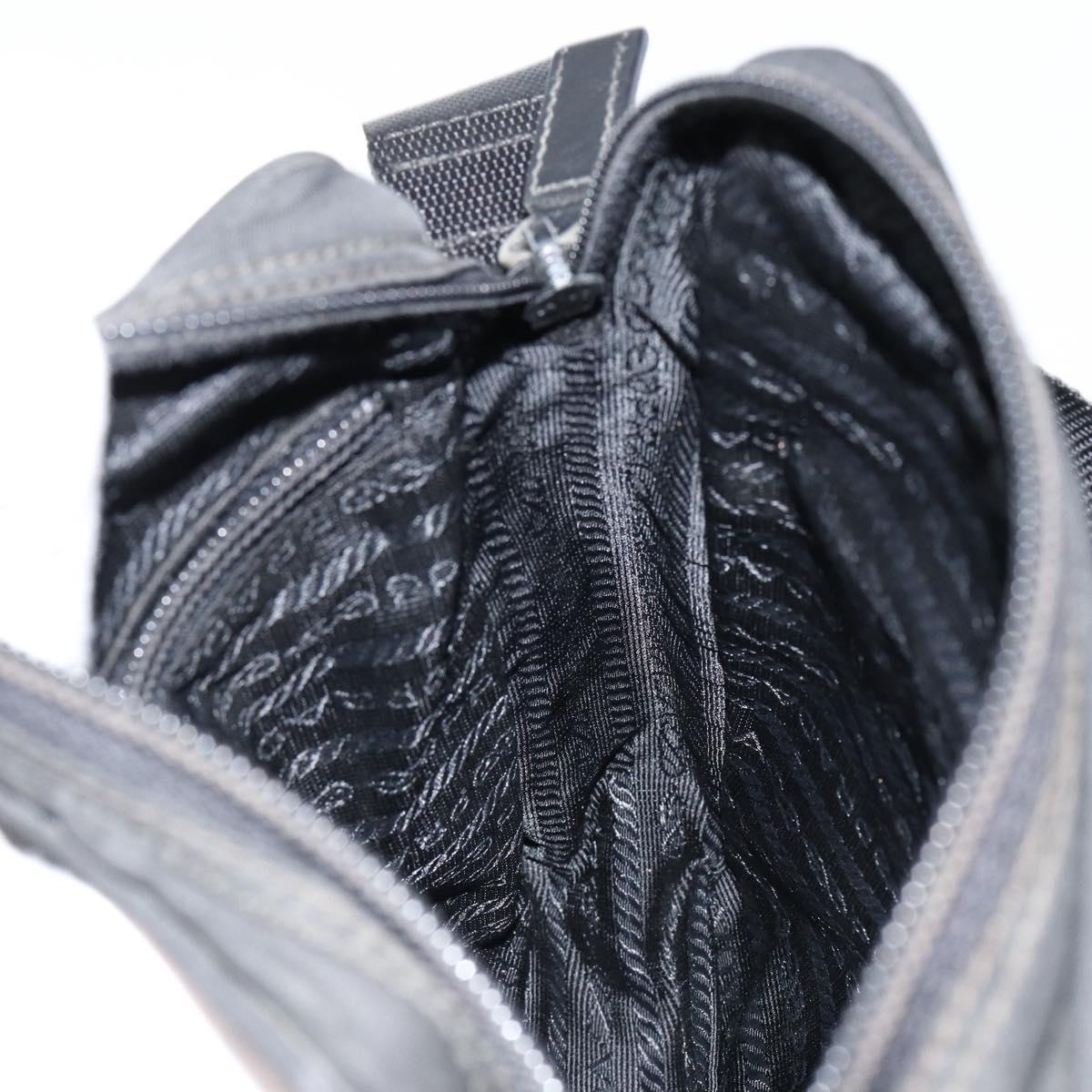 PRADA Shoulder Bag Nylon Black Silver Auth 153237