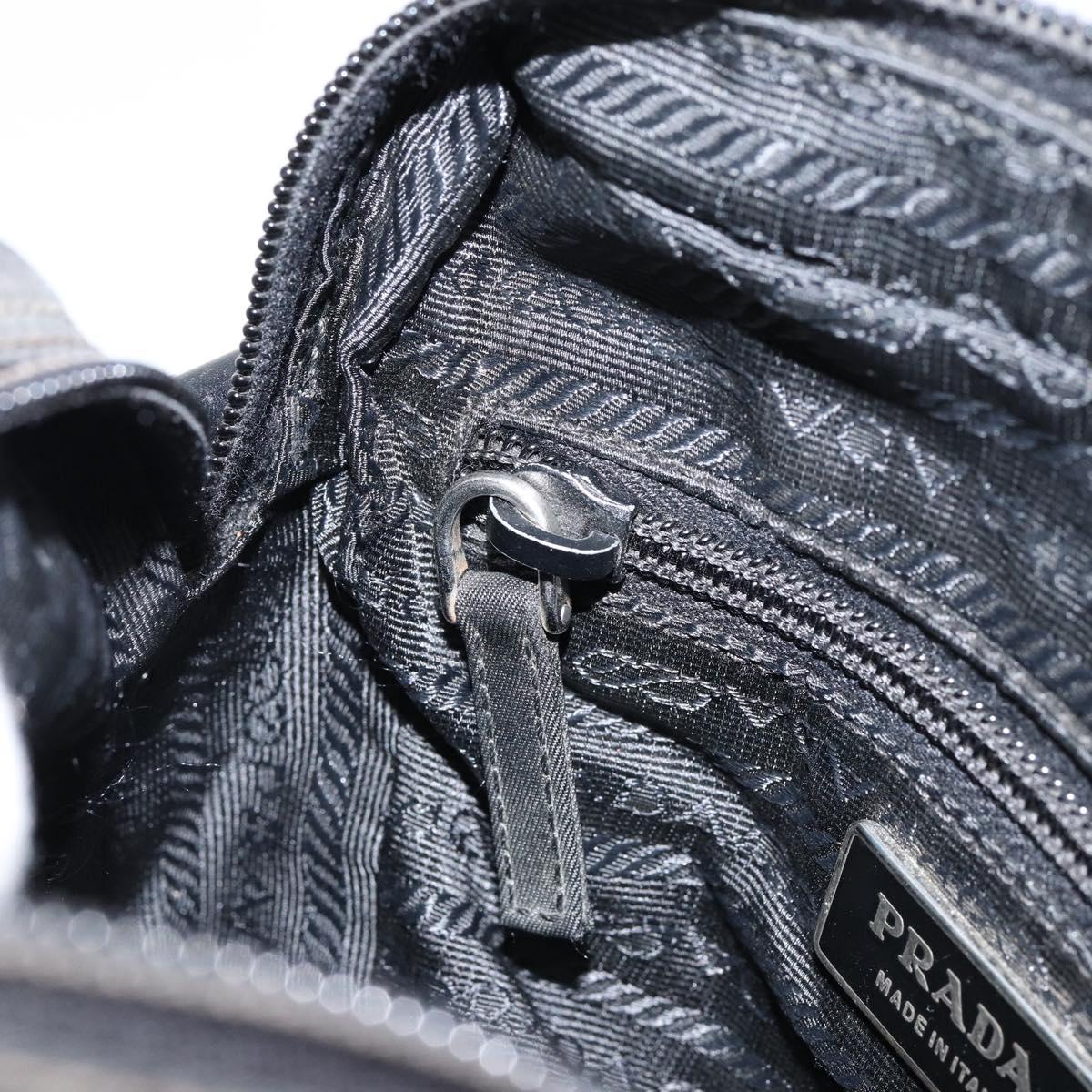 PRADA Shoulder Bag Nylon Black Silver Auth 153237