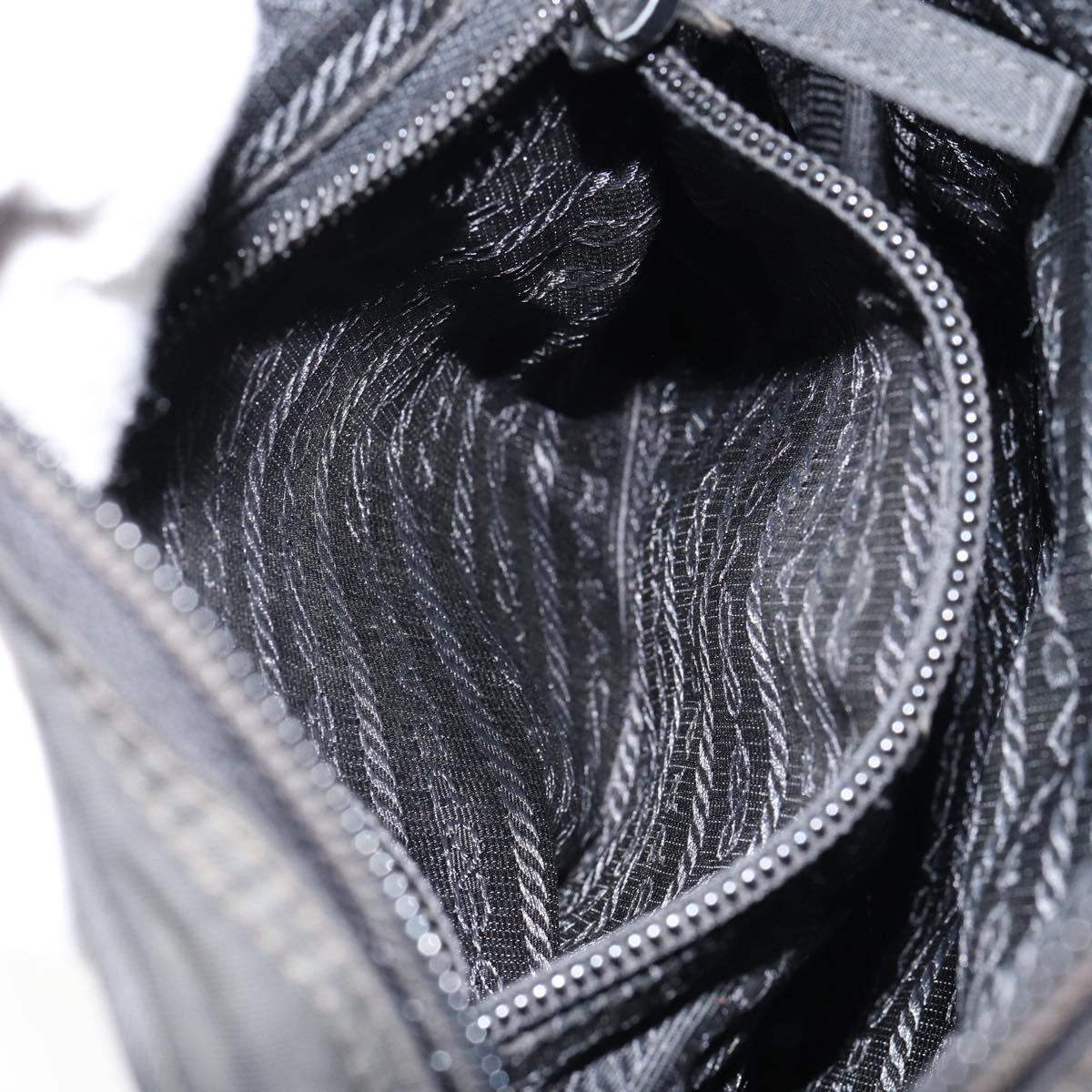 PRADA Shoulder Bag Nylon Black Silver Auth 153237