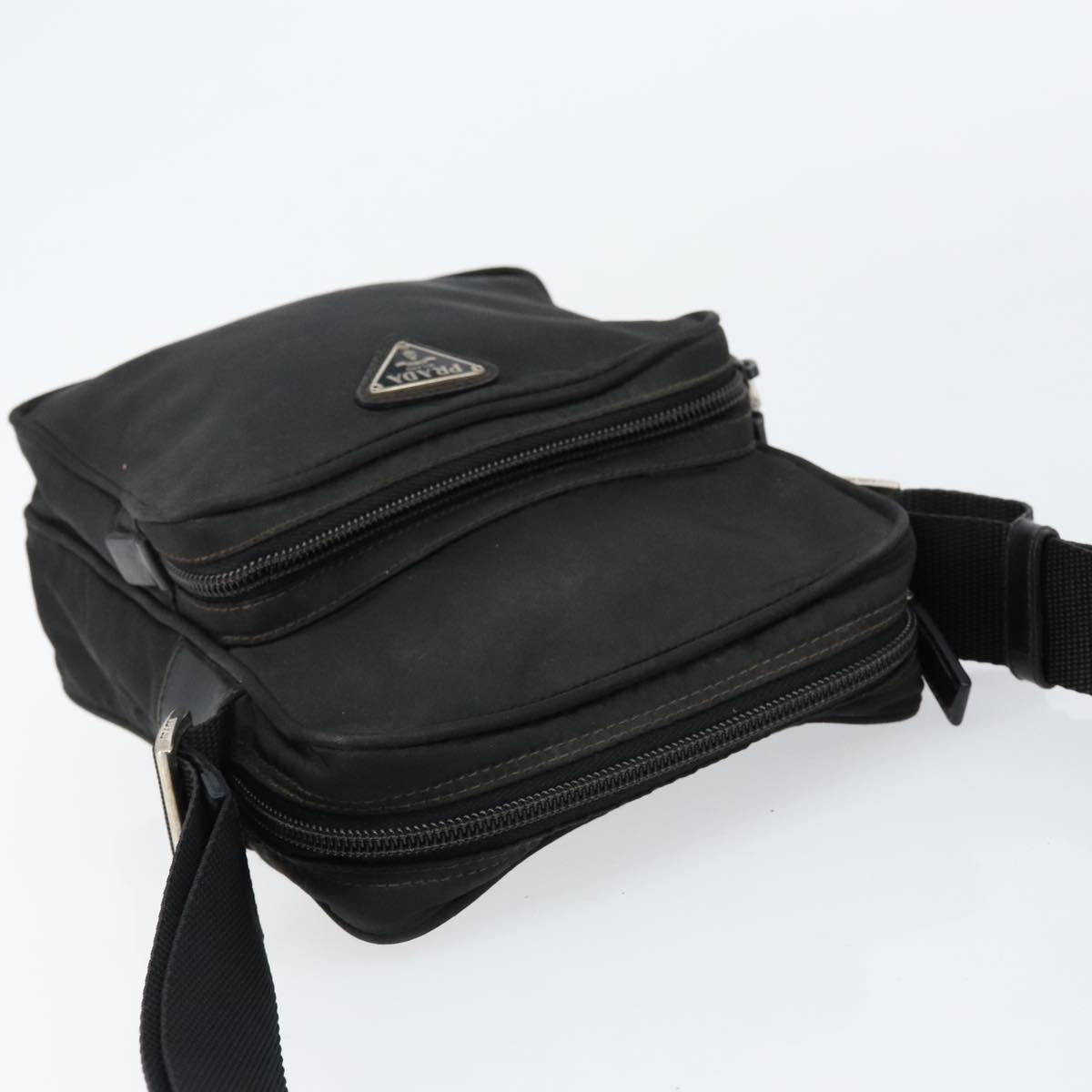 PRADA Shoulder Bag Nylon Black Silver Auth 153237