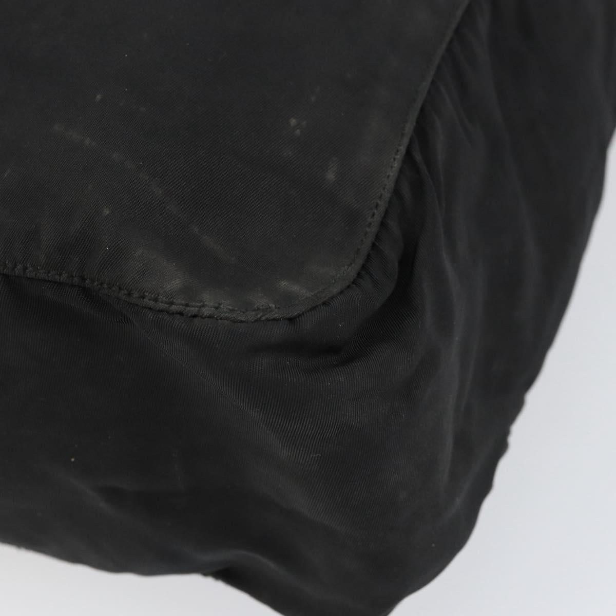 PRADA Hand Bag Nylon Black Silver Auth 153238