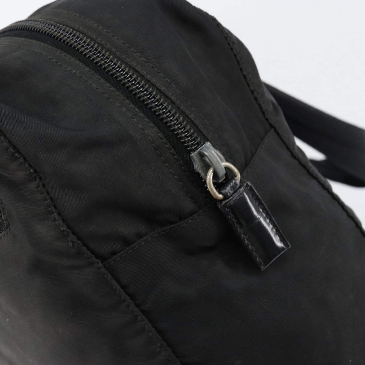 PRADA Hand Bag Nylon Black Silver Auth 153238