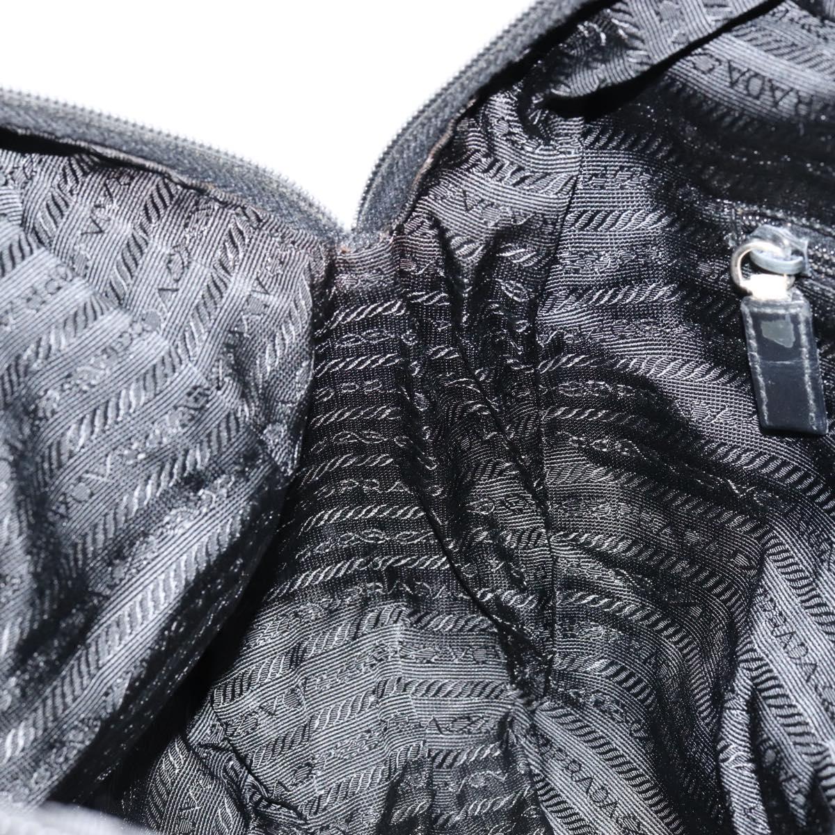 PRADA Hand Bag Nylon Black Silver Auth 153238