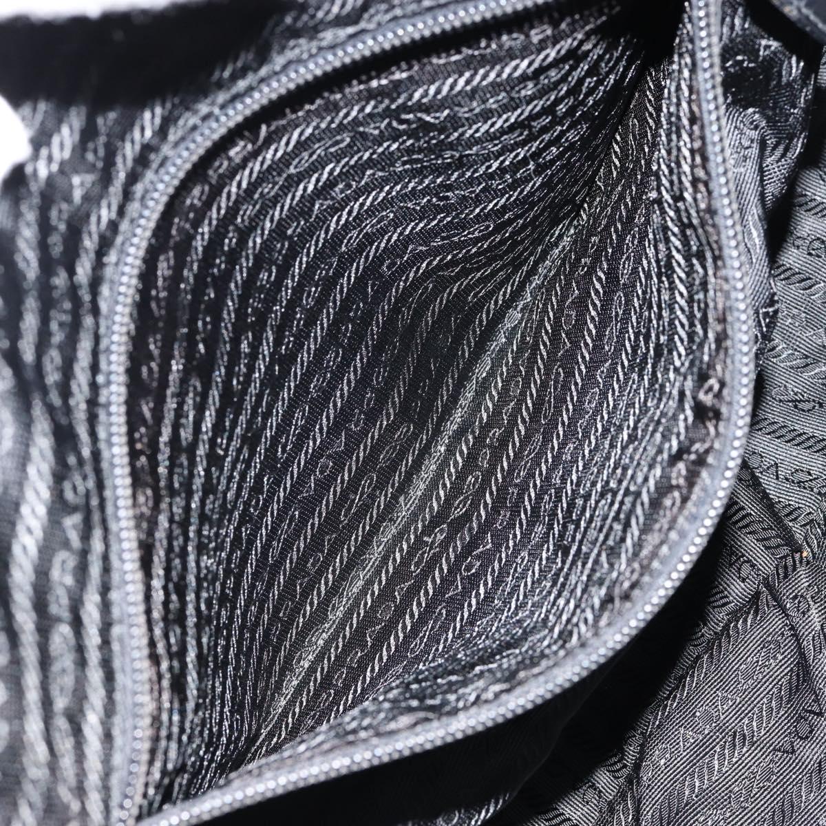 PRADA Hand Bag Nylon Black Silver Auth 153238