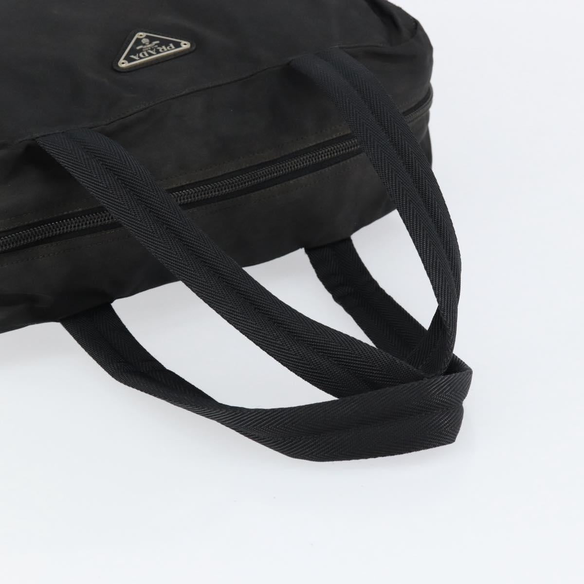 PRADA Hand Bag Nylon Black Silver Auth 153238