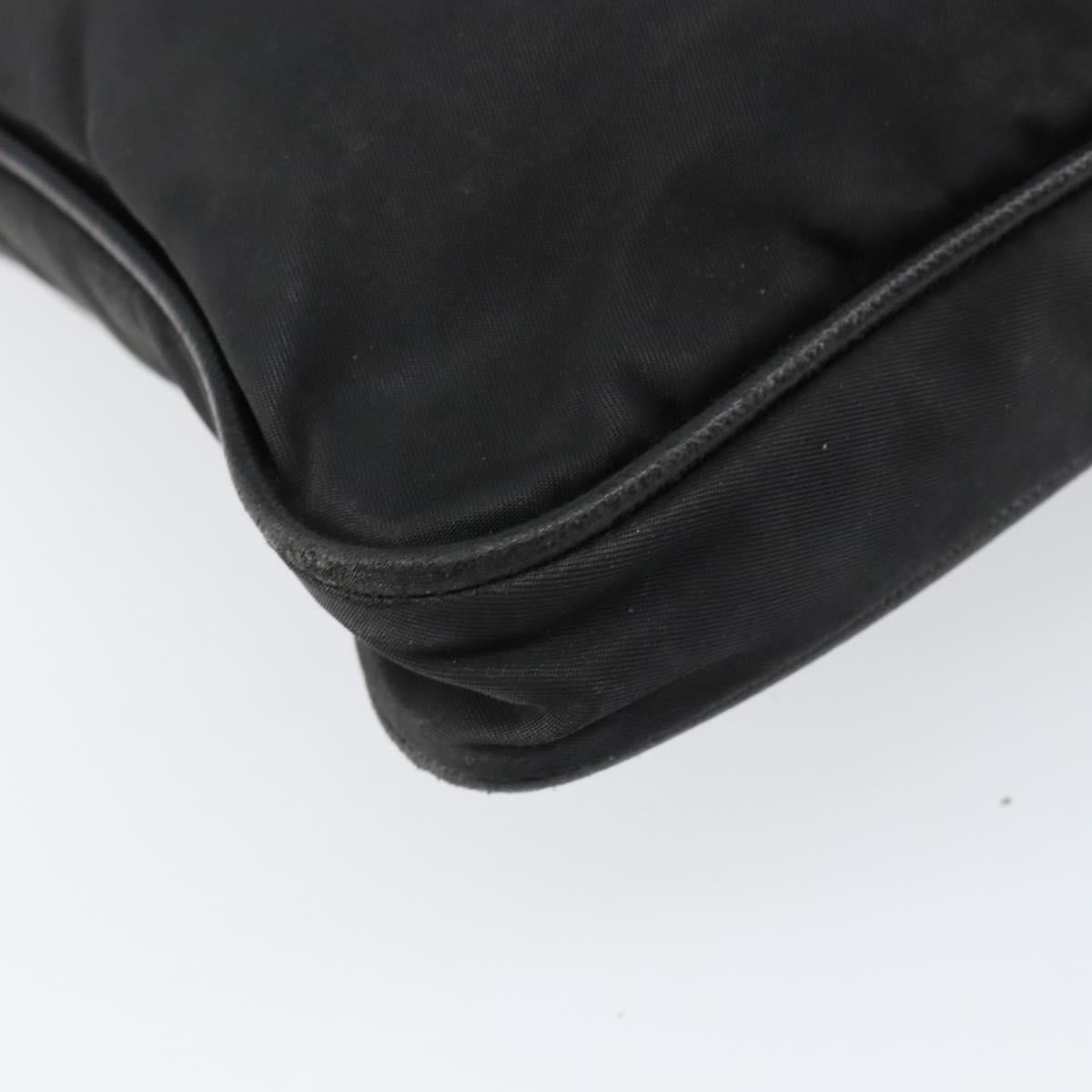 PRADA Shoulder Bag Nylon Black Silver Auth 153239