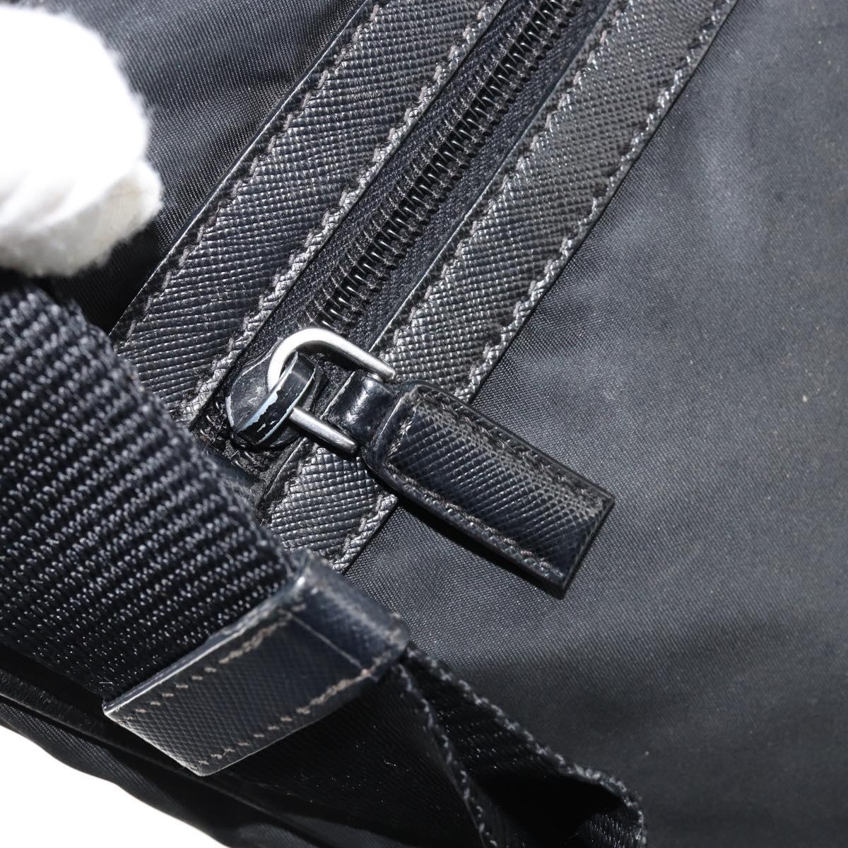 PRADA Shoulder Bag Nylon Black Silver Auth 153239