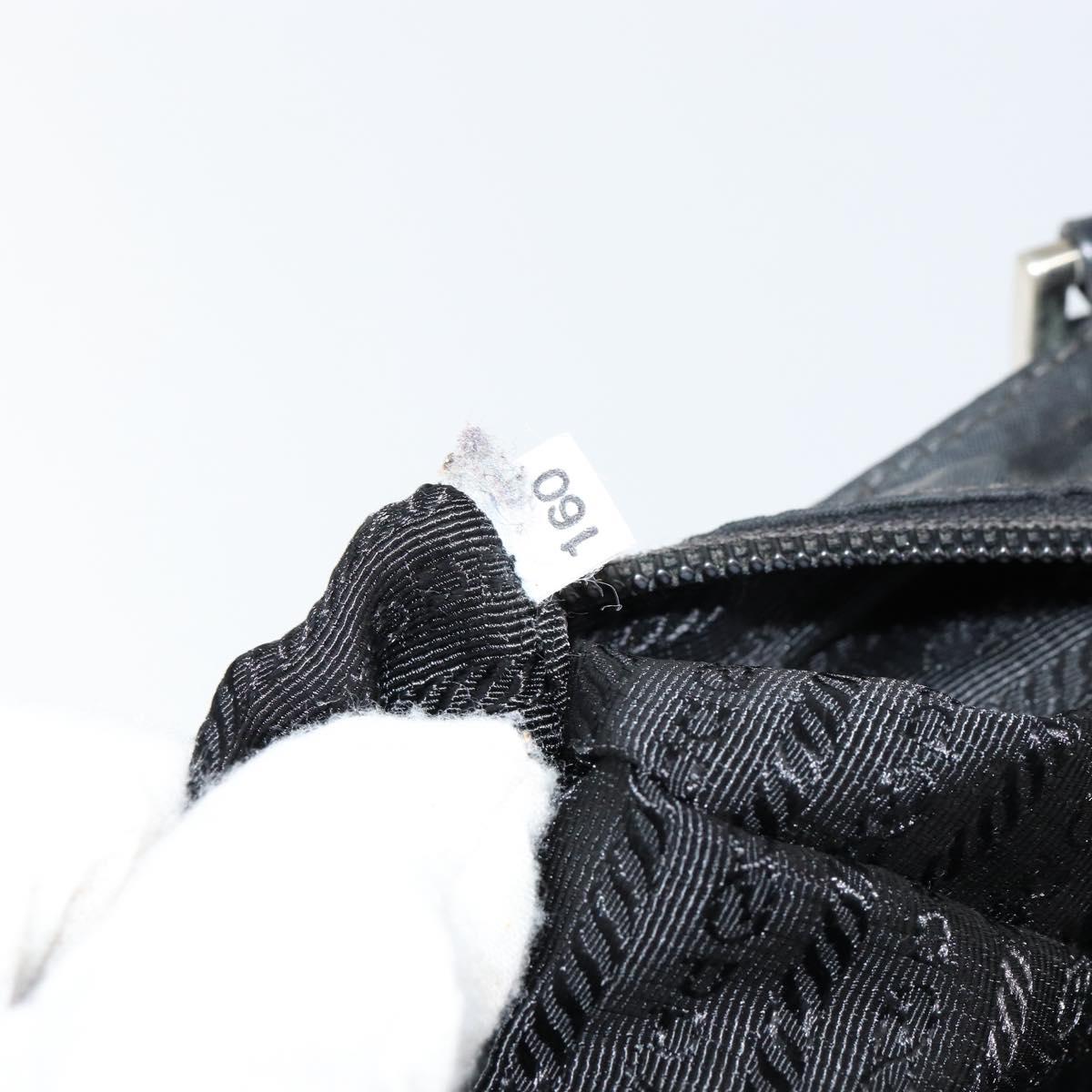 PRADA Shoulder Bag Nylon Black Silver Auth 153239