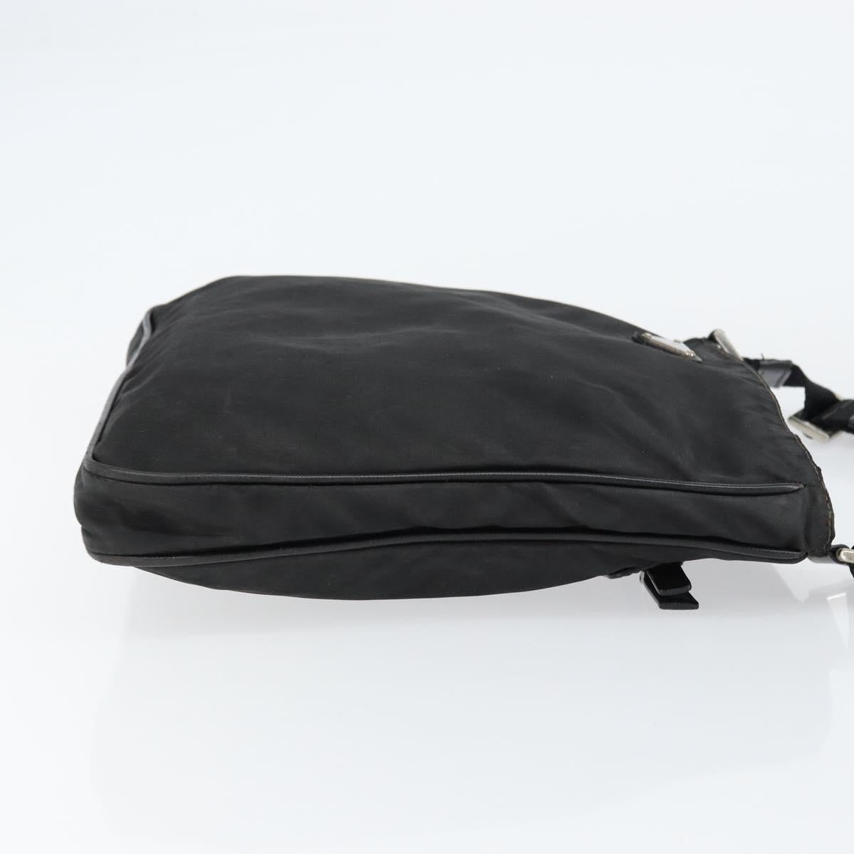 PRADA Shoulder Bag Nylon Black Silver Auth 153239