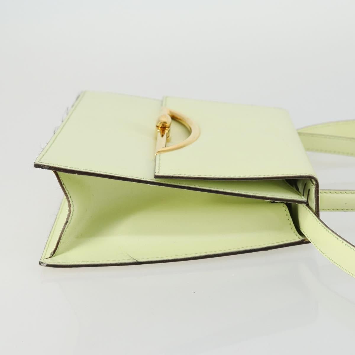 CELINE Hand Bag Leather 2way Green Gold Auth 153240