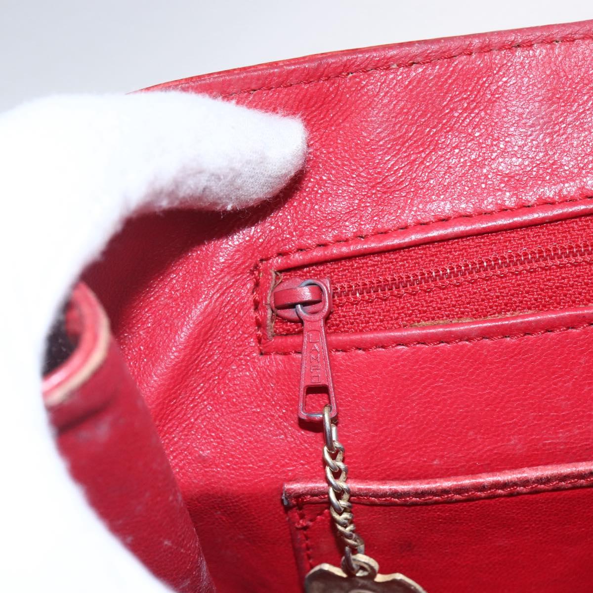 CELINE Tote Bag Leather Red Silver Auth 153241