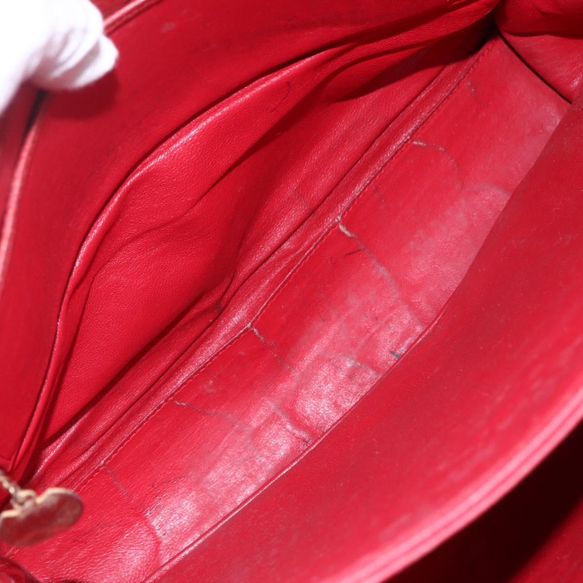 CELINE Tote Bag Leather Red Silver Auth 153241