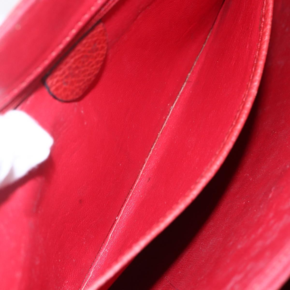 CELINE Tote Bag Leather Red Silver Auth 153241