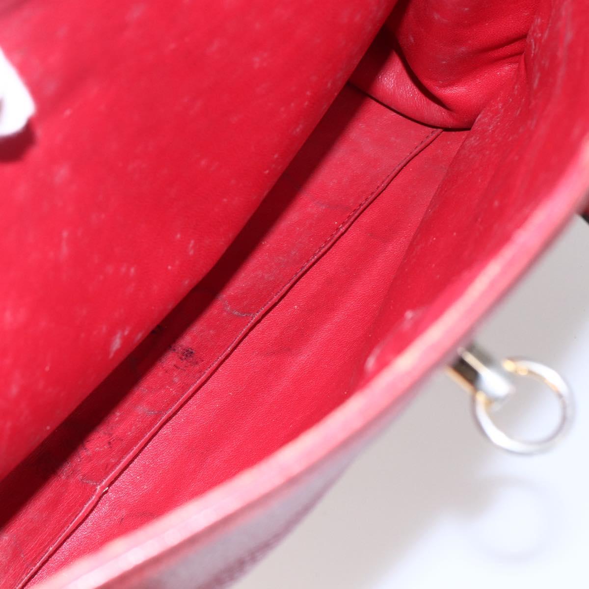 CELINE Tote Bag Leather Red Silver Auth 153241