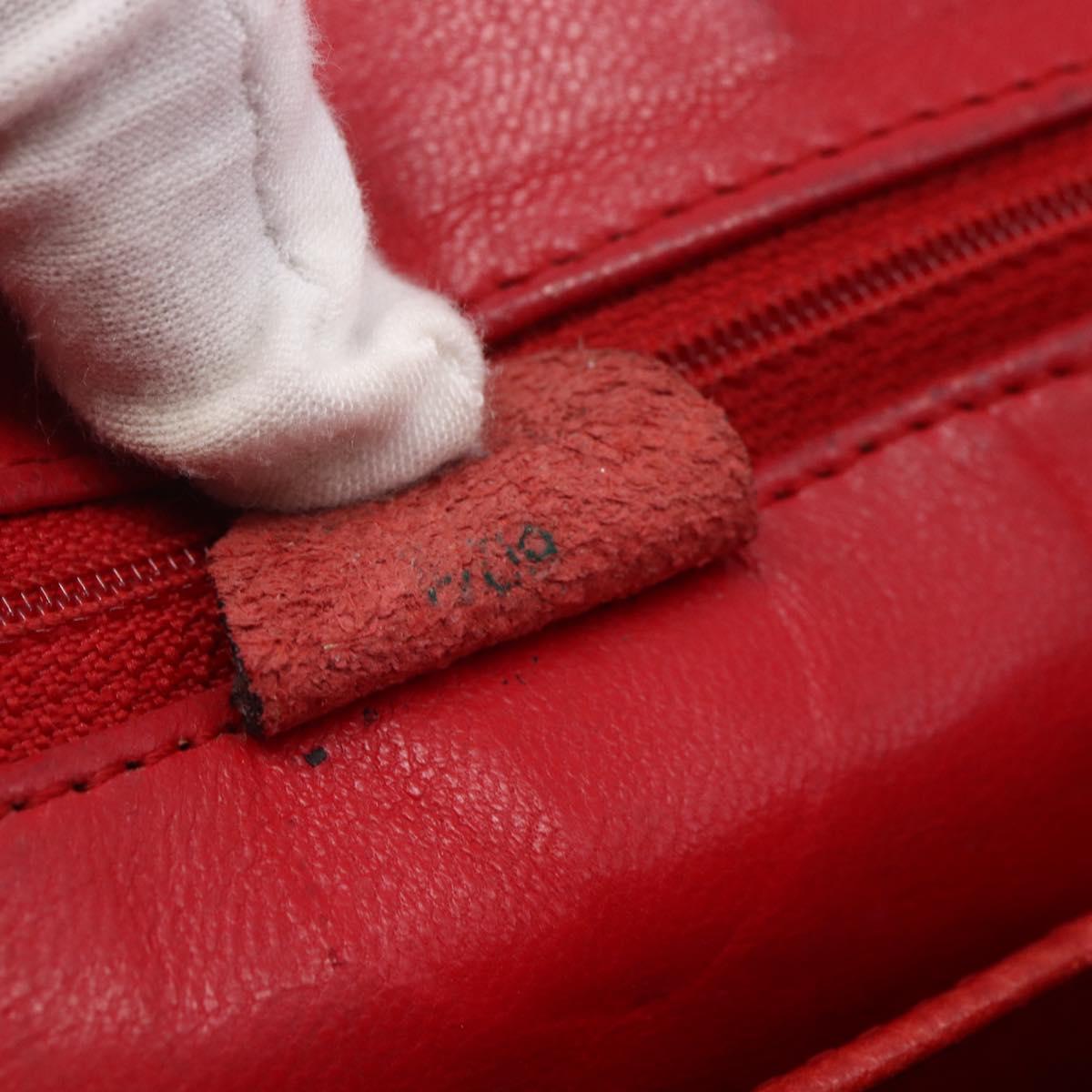 CELINE Tote Bag Leather Red Silver Auth 153241