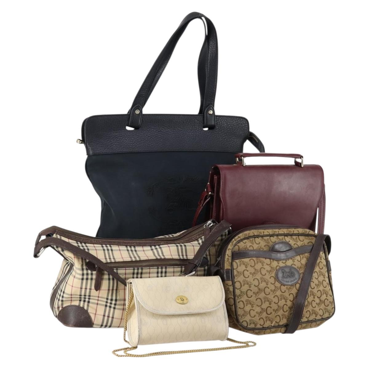 BURBERRY Dior Cartier Celine Bag PVC Leather Canvas 5 Set White Auth 153243