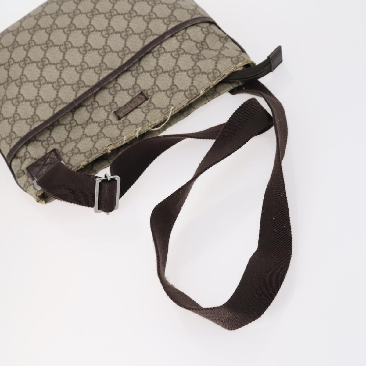 GUCCI GG Supreme Canvas Shoulder Bag PVC 5 Set Beige Black Auth 153245