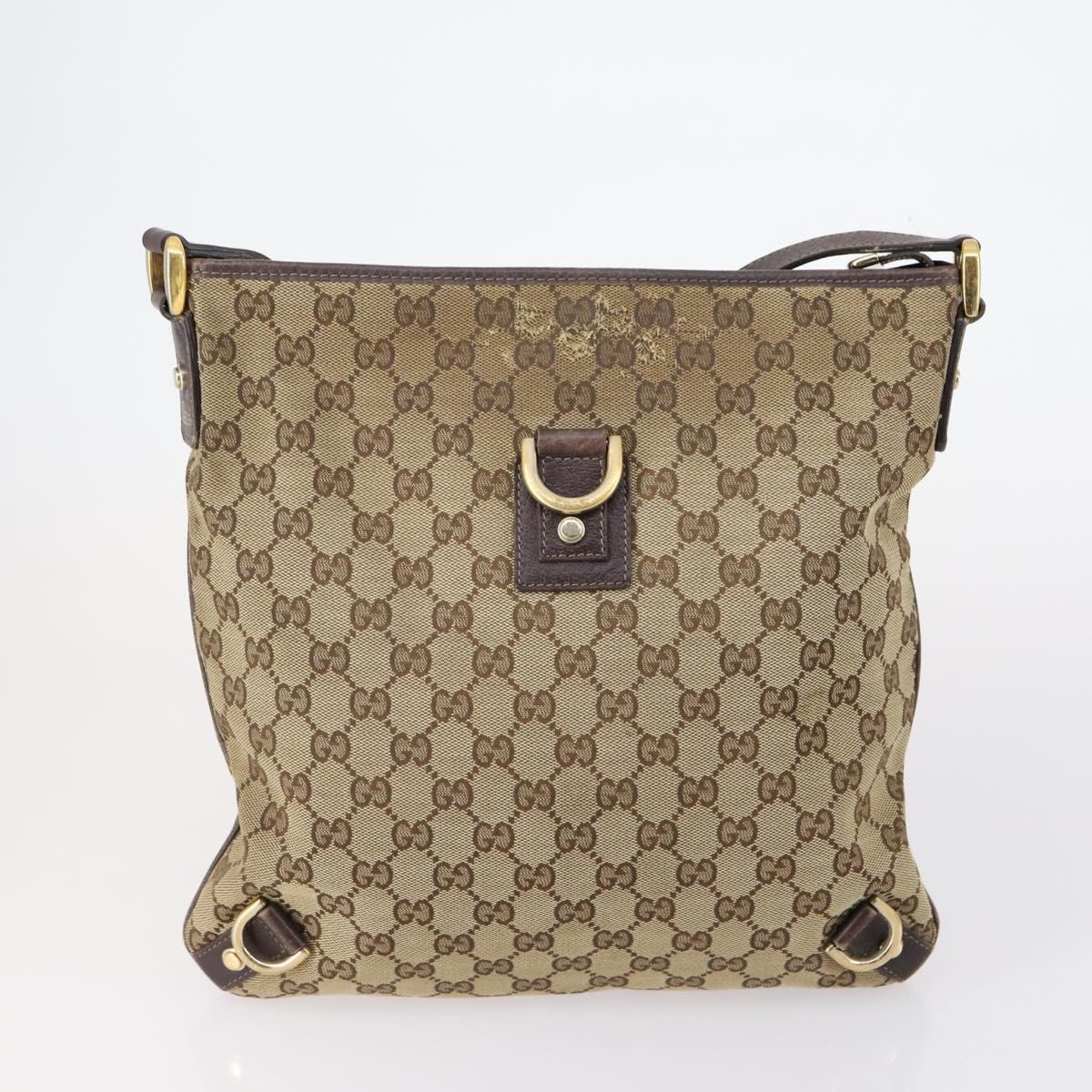 GUCCI GG Supreme Canvas Shoulder Bag PVC 5 Set Beige Black Auth 153245