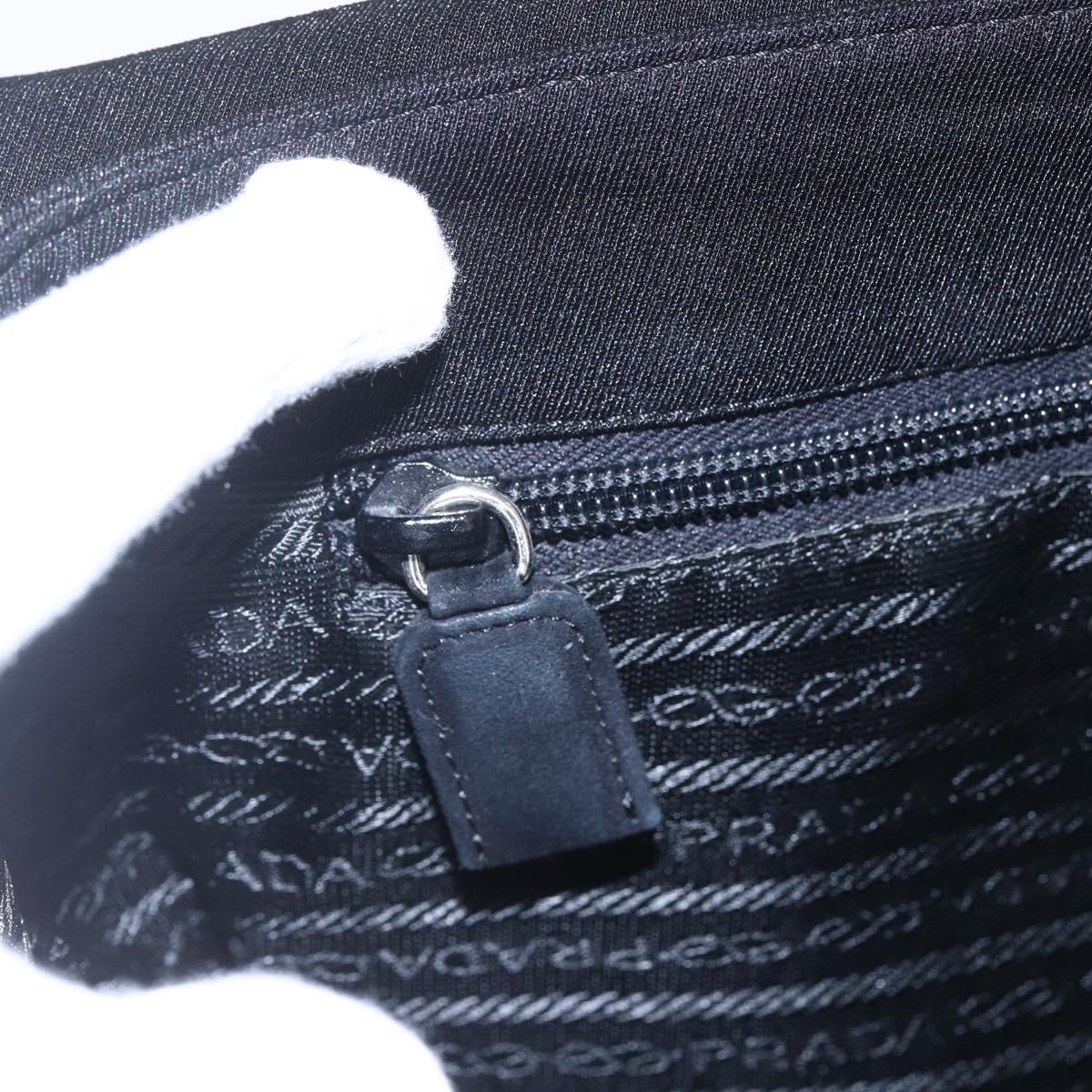 PRADA Hand Bag Cotton Black Auth 153247