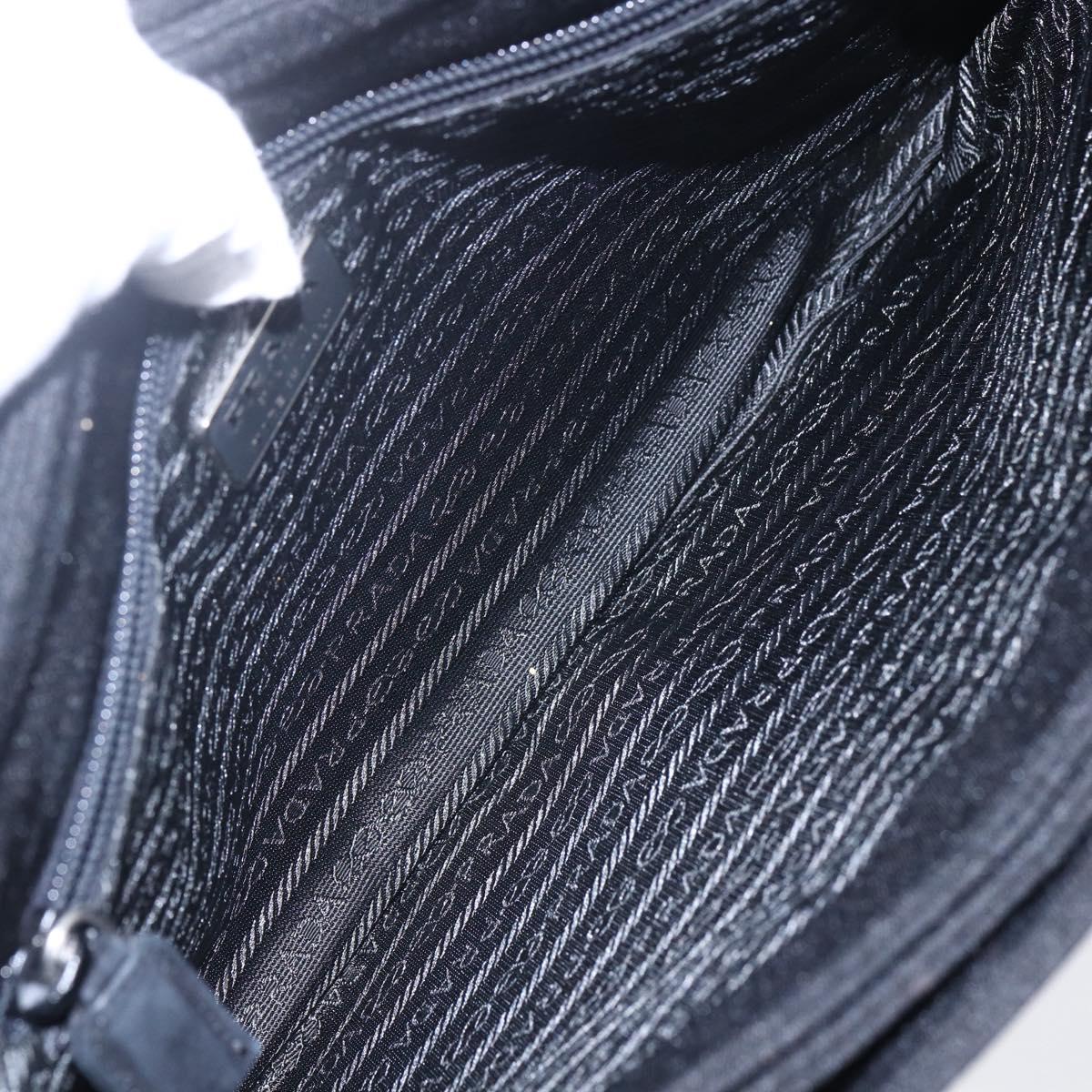 PRADA Hand Bag Cotton Black Auth 153247