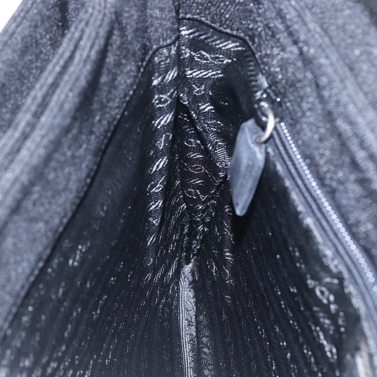 PRADA Hand Bag Cotton Black Auth 153247