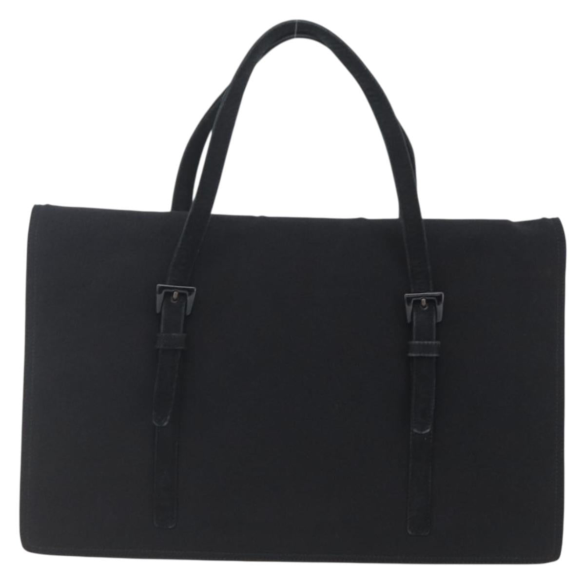 PRADA Hand Bag Cotton Black Auth 153247