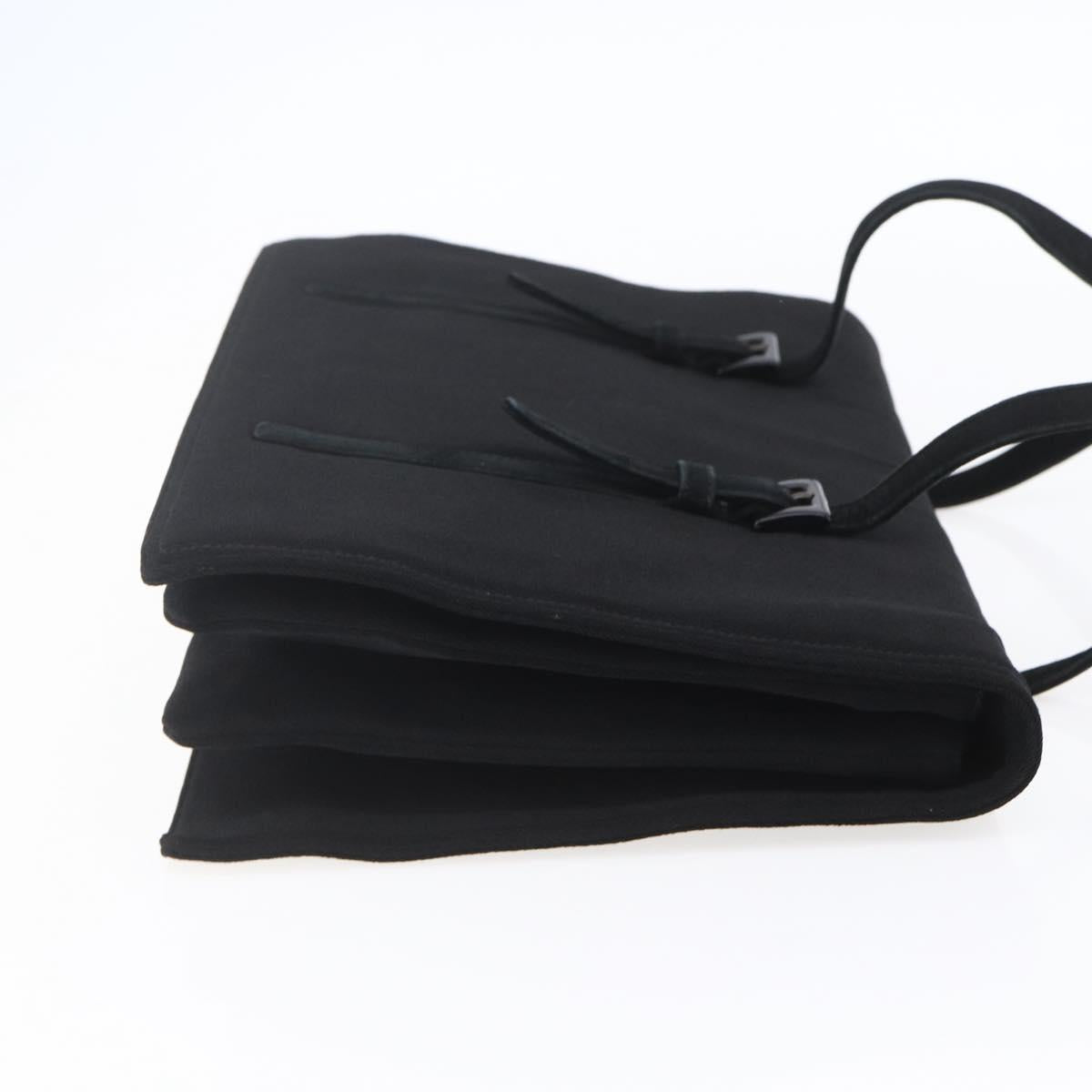 PRADA Hand Bag Cotton Black Auth 153247