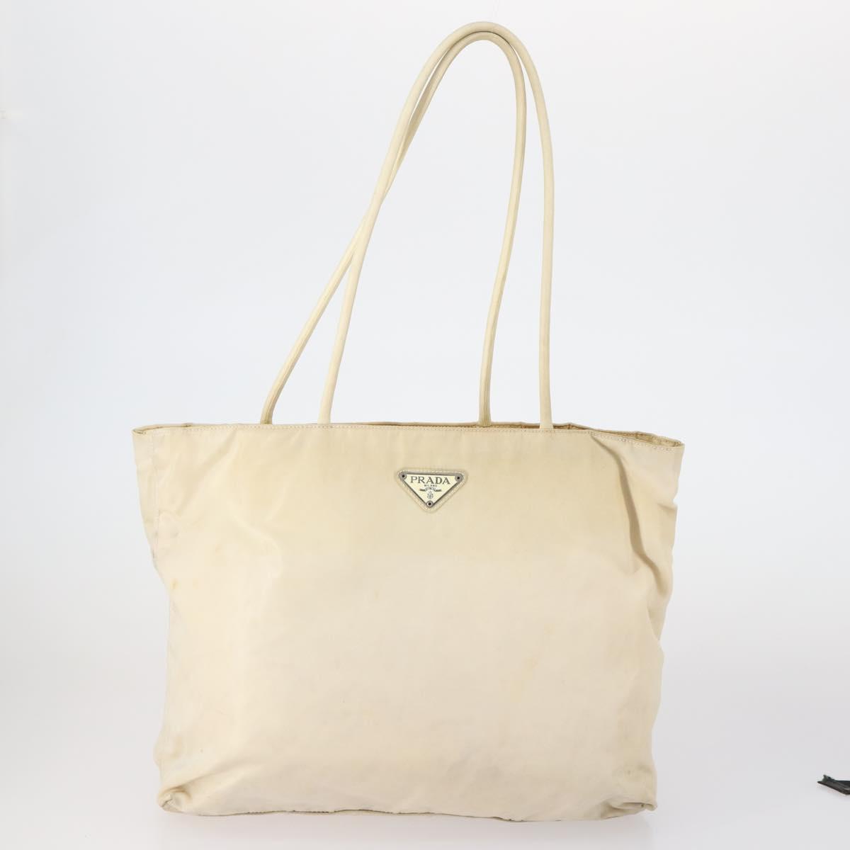 PRADA Hand Bag Nylon 3 Set White Black Auth 153252