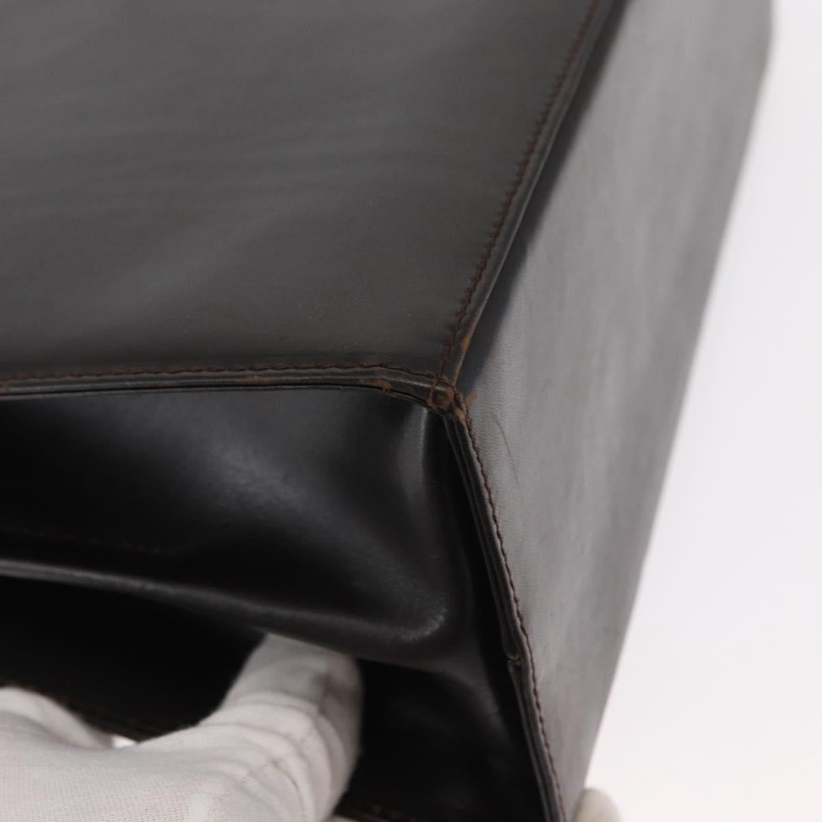 Salvatore Ferragamo Gancini Hand Bag Leather 2way Dark Brown Gold Auth 153307