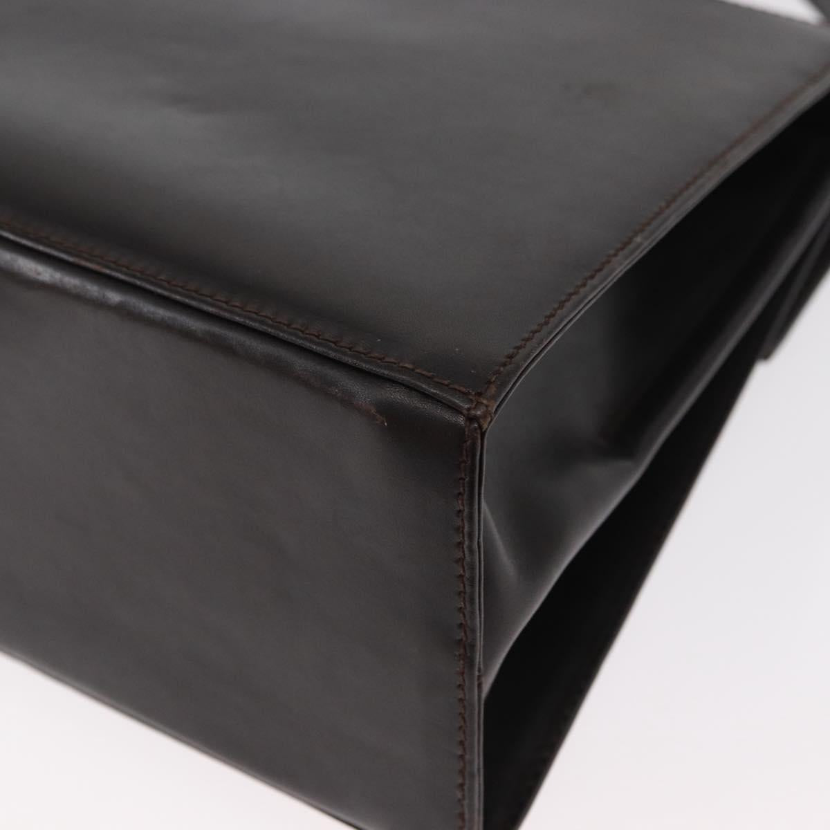 Salvatore Ferragamo Gancini Hand Bag Leather 2way Dark Brown Gold Auth 153307