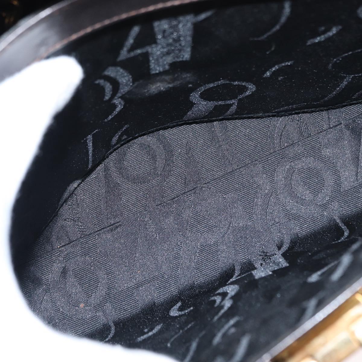 Salvatore Ferragamo Gancini Hand Bag Leather 2way Dark Brown Gold Auth 153307