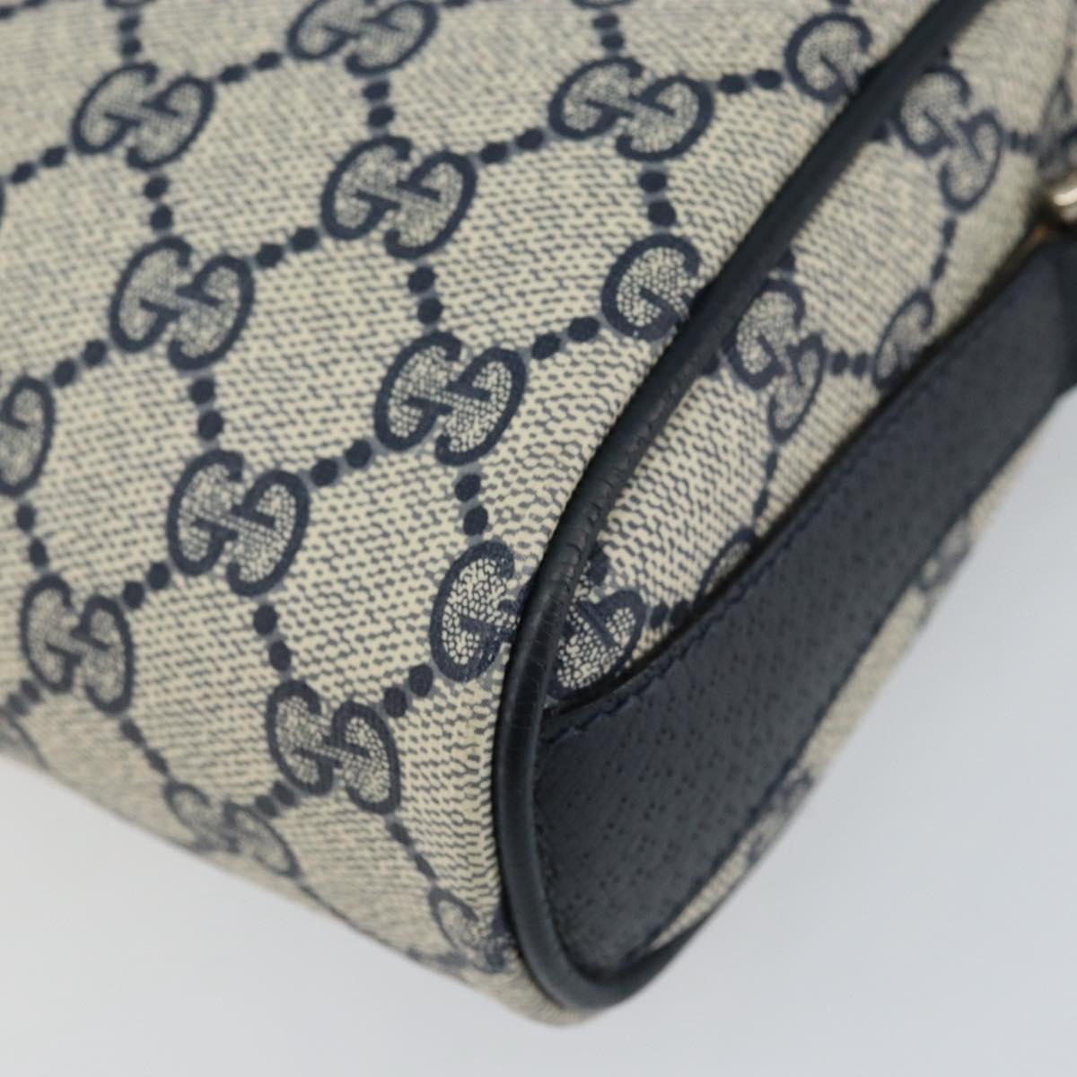 GUCCI GG Supreme Sherry Line Shoulder Bag PVC Navy Gold Auth 153309