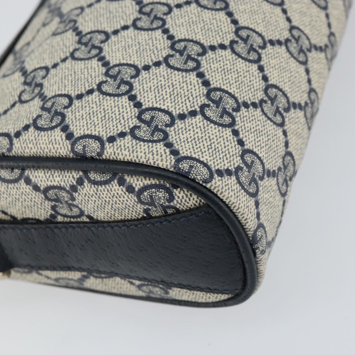 GUCCI GG Supreme Sherry Line Shoulder Bag PVC Navy Gold Auth 153309